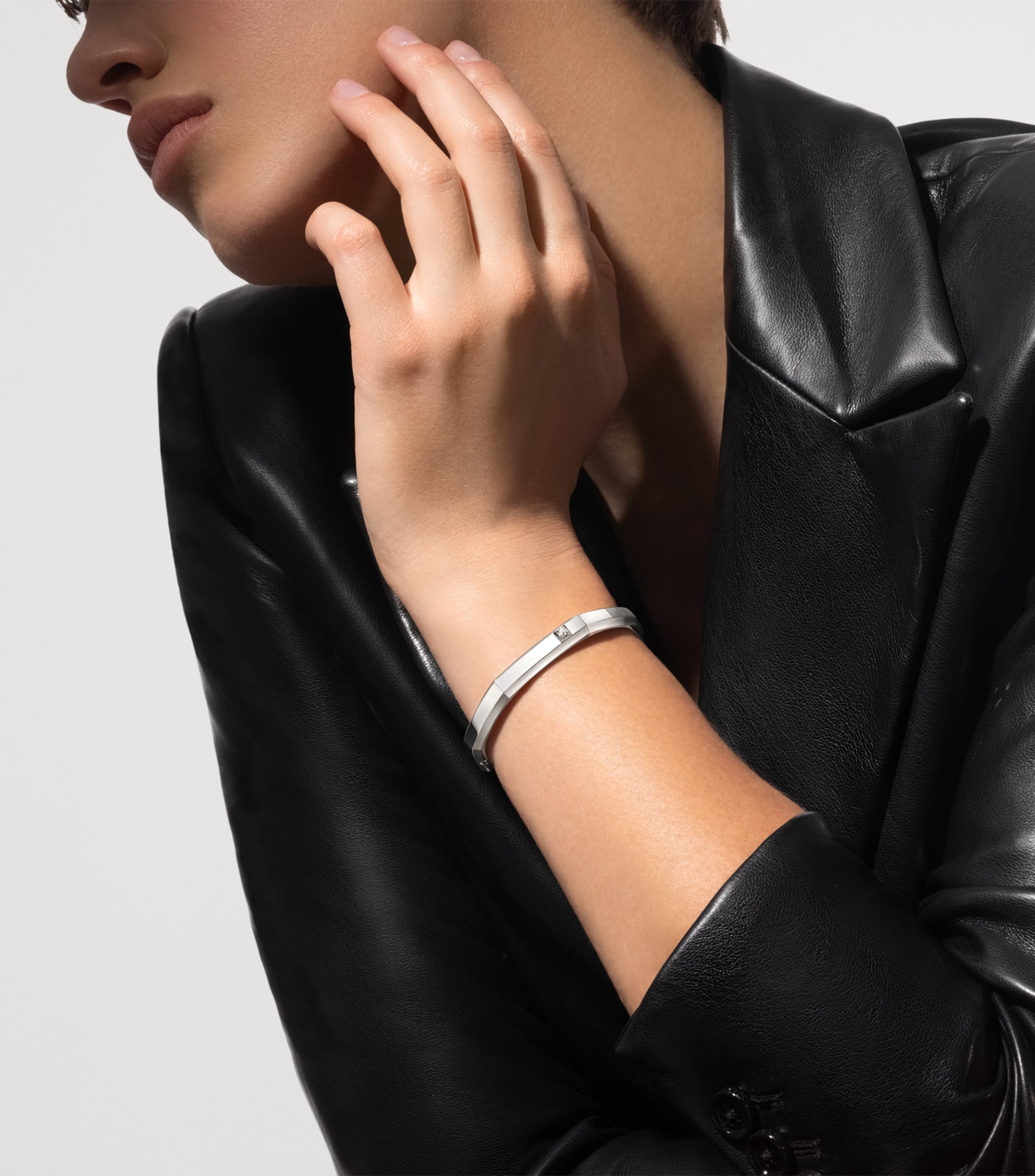 Messika Moderniste Medium White Gold and Diamond Bangle White Gold Image 2