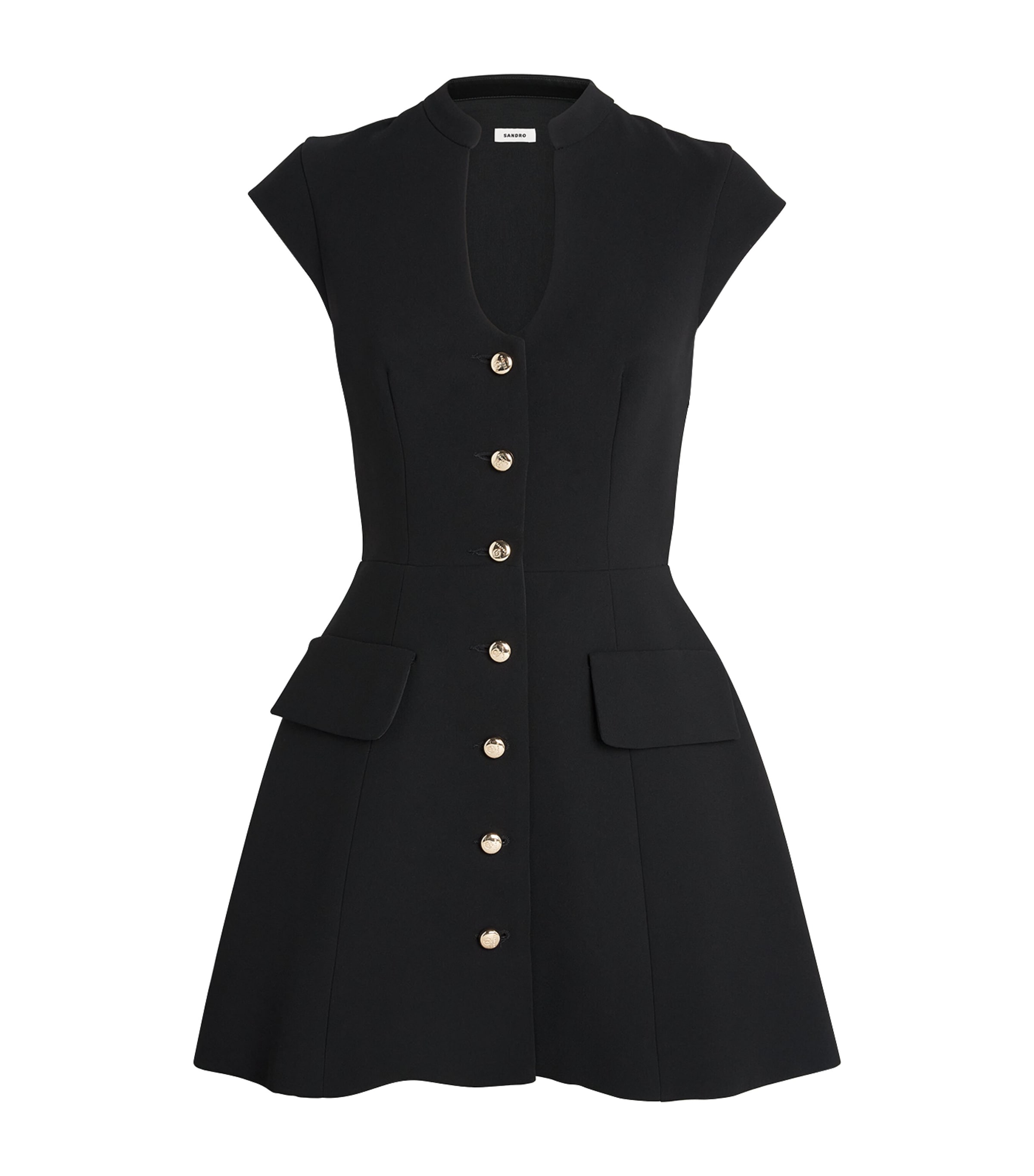 Structured Buttoned Mini Dress BLACK Image 1