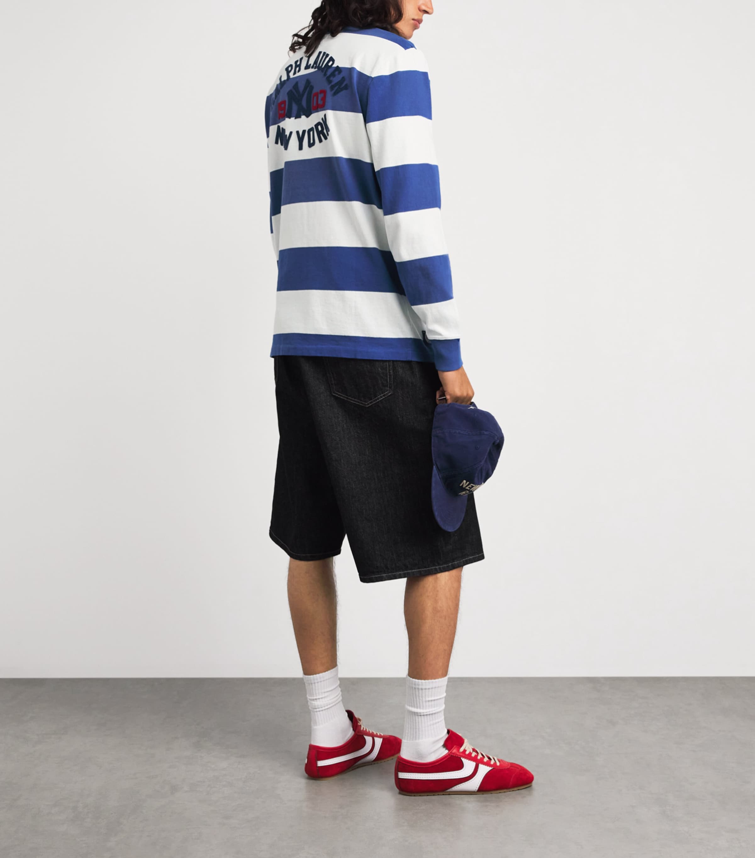 Polo Ralph Lauren Mens x Yankees Cotton Stripe Rugby Polo Shirt Annpls Blu/dkwsh Wht Image 2