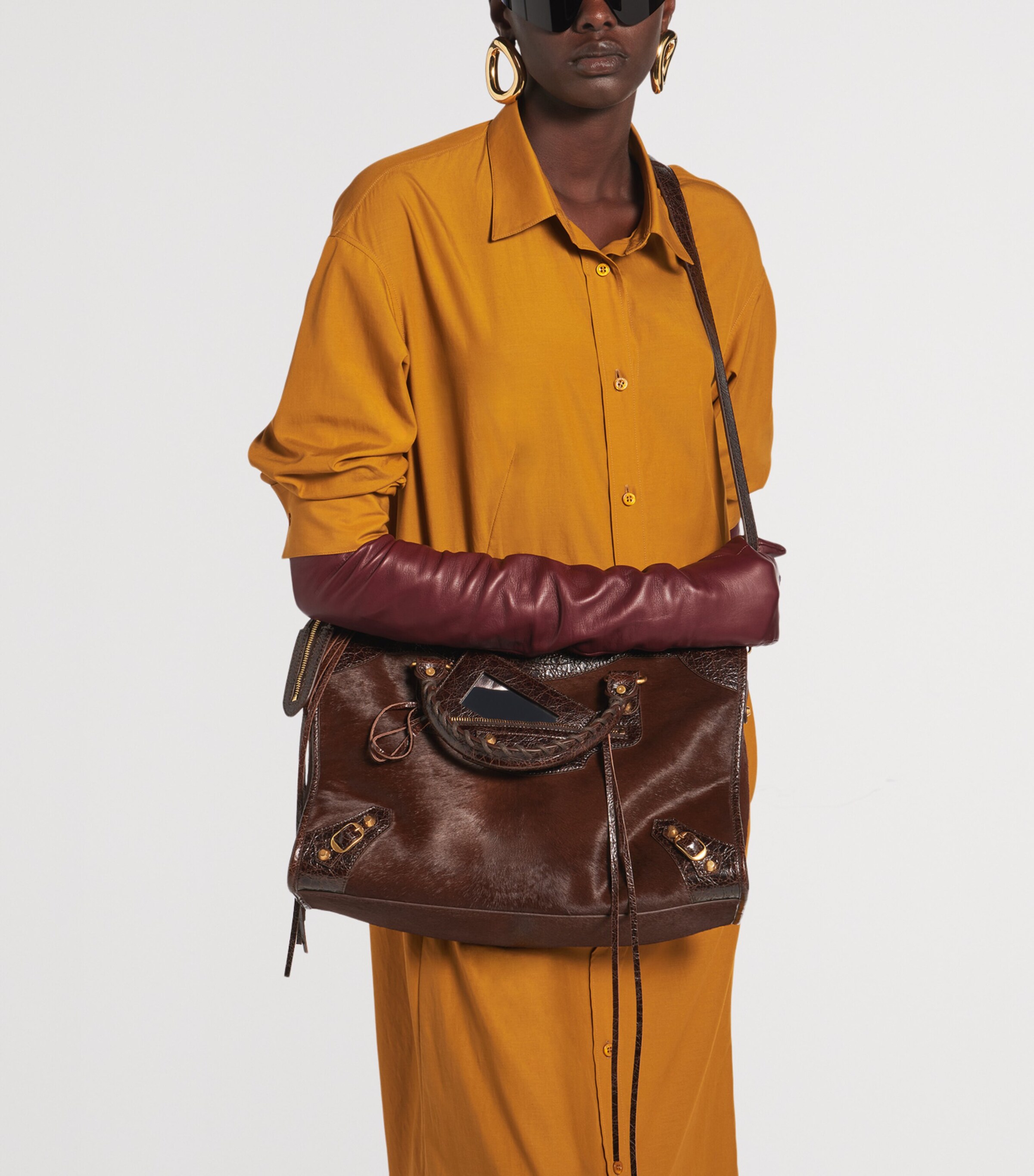Balenciaga Medium Pony Hair Le City Top-Handle Bag Image 6