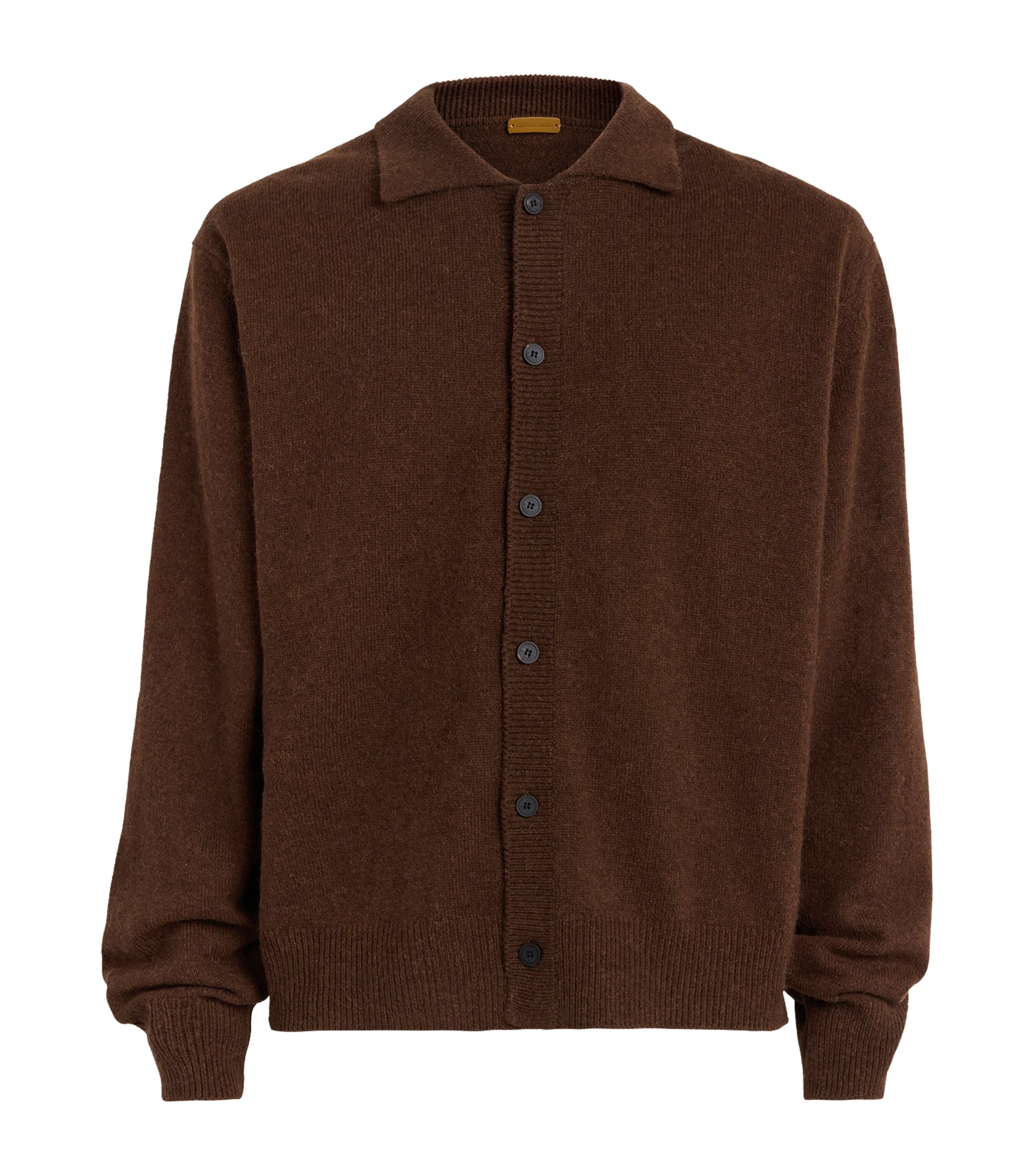 Le 17 Septembre Mens Wool-Alpaca Collar Cardigan Brown Image 1