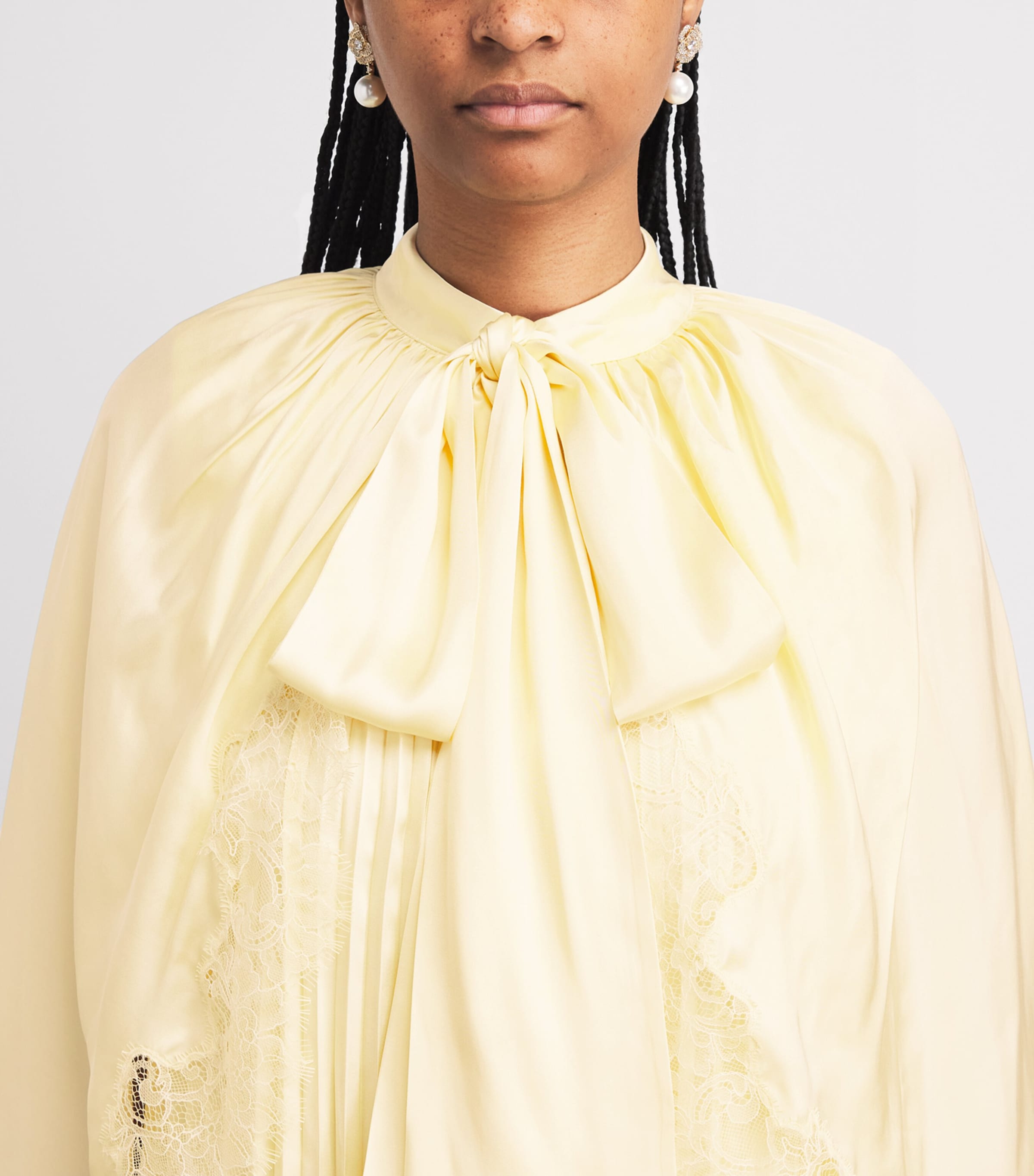 Self-Portrait Womens Satin Cape-Overlay Maxi Dress Yellow Image 5