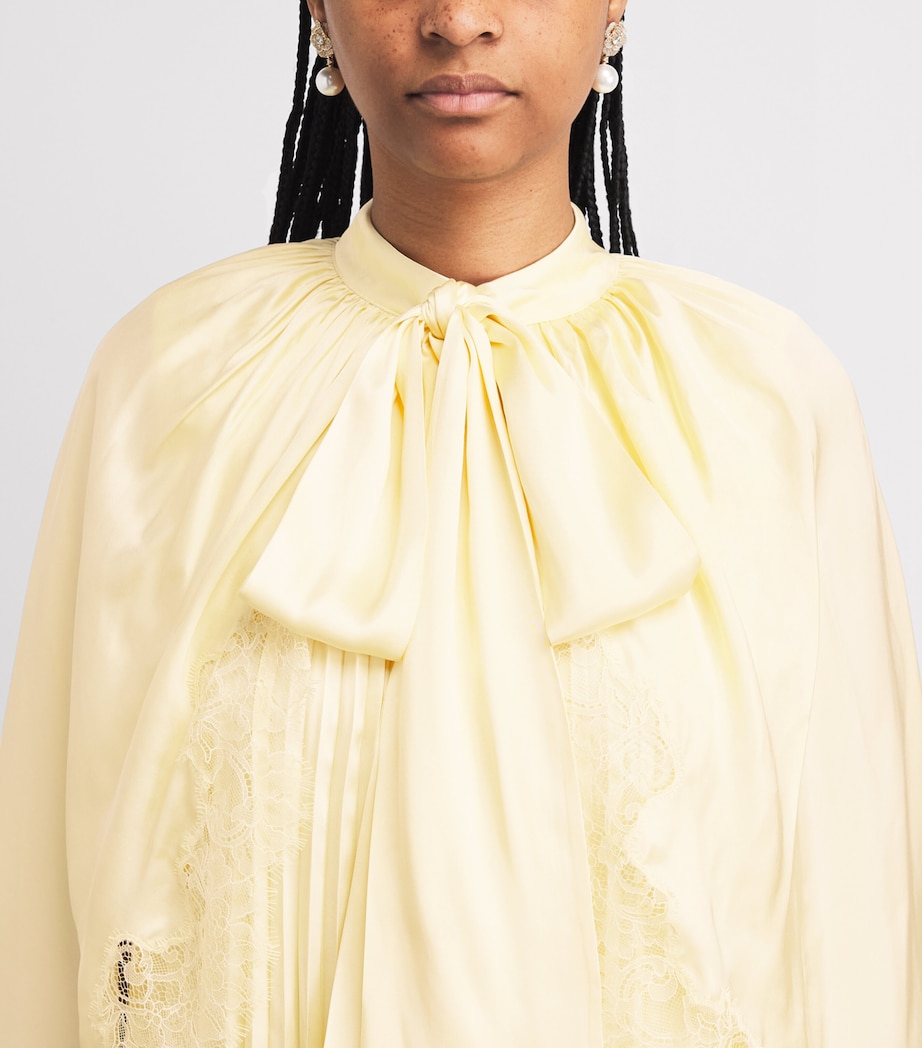 Self-Portrait Womens Satin Cape-Overlay Maxi Dress Yellow Image 5