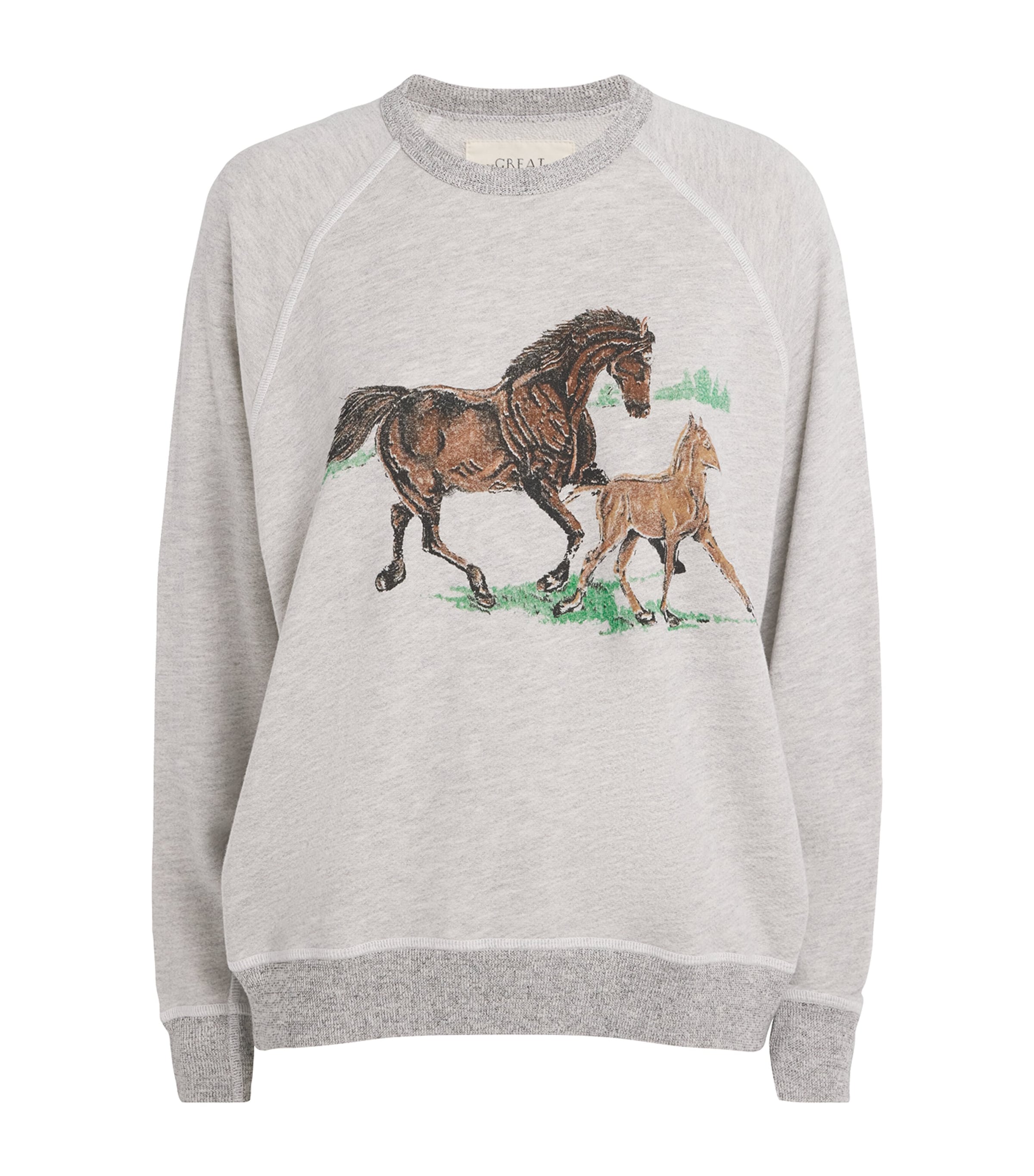 The Great The College Sweatshirt With Running Horses Soft Heather Grey In Gray