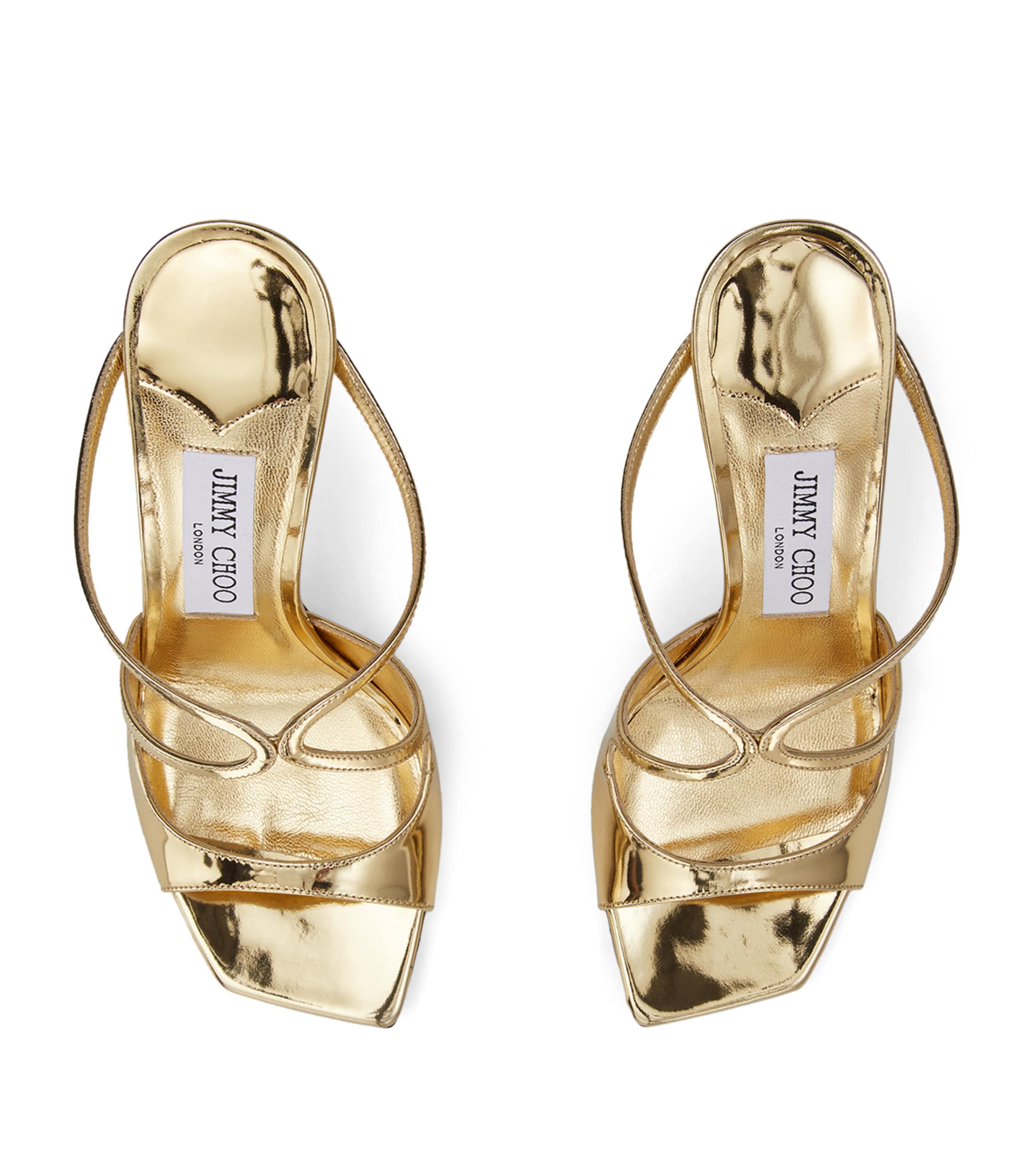 Jimmy Choo Gold Anise 95 Leather Sandals | Harrods UK