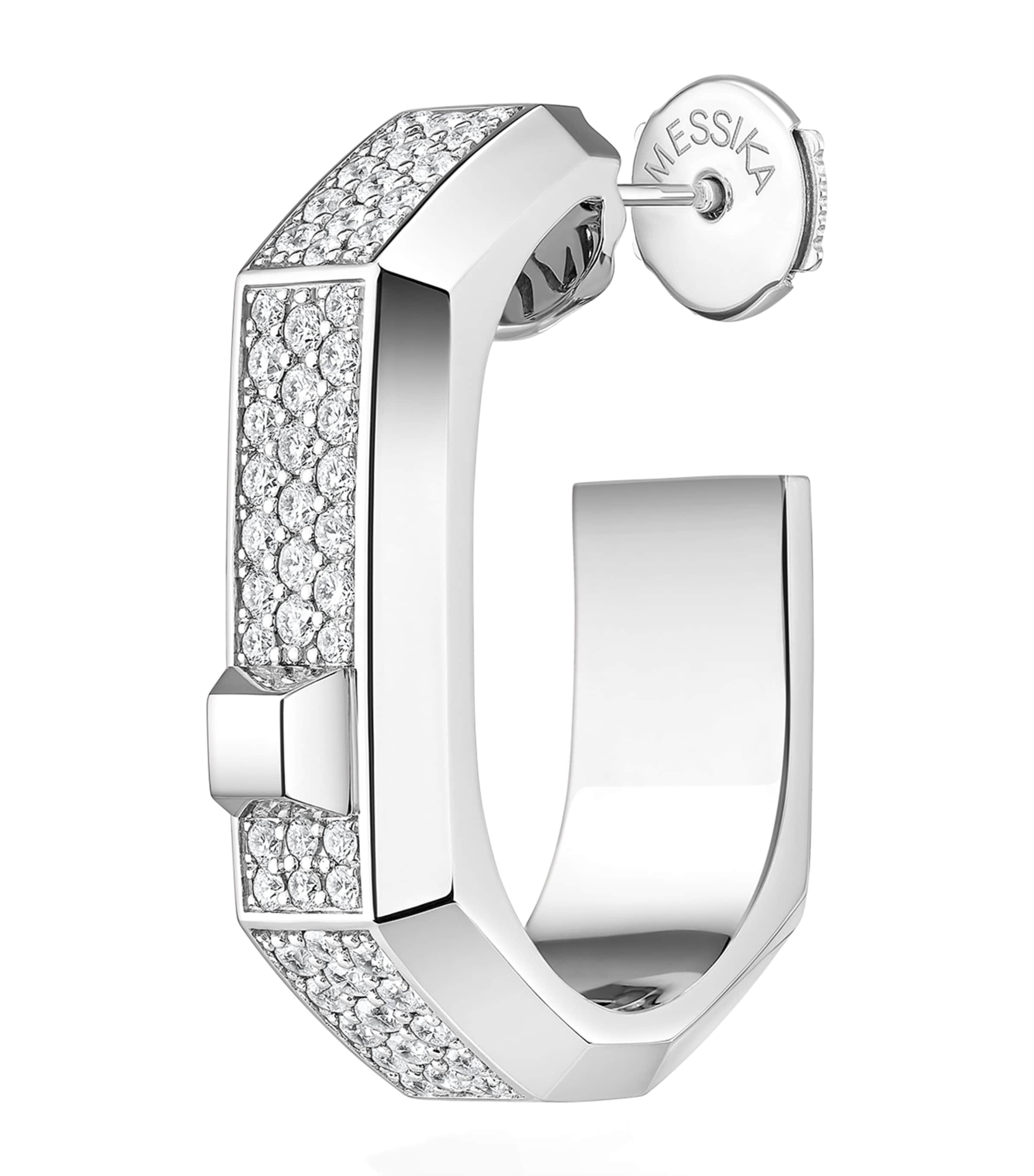 Messika Modernist Medium White Gold and Diamond Single Hoop Earring (0.30ct) White Gold Image 1