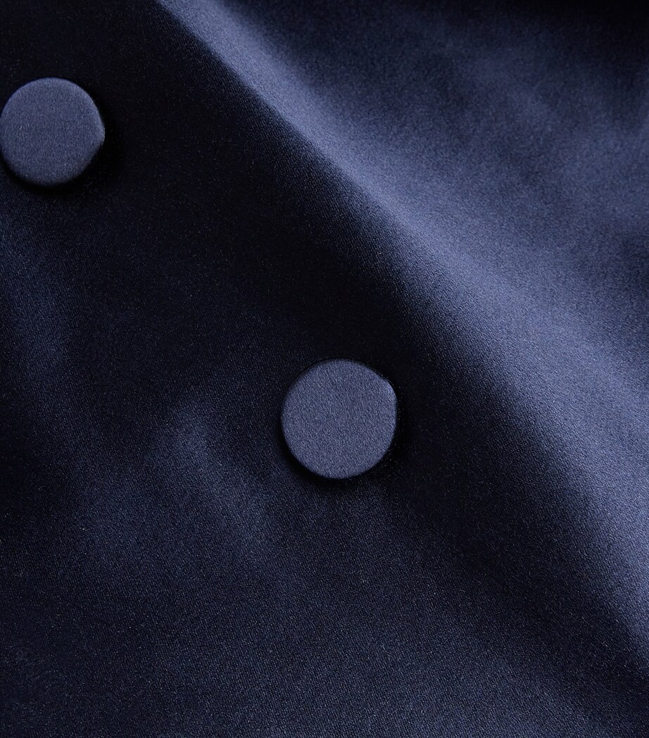 Alex Perry Womens Cotton-Silk Satin Double-Breasted Coat Navy Image 5