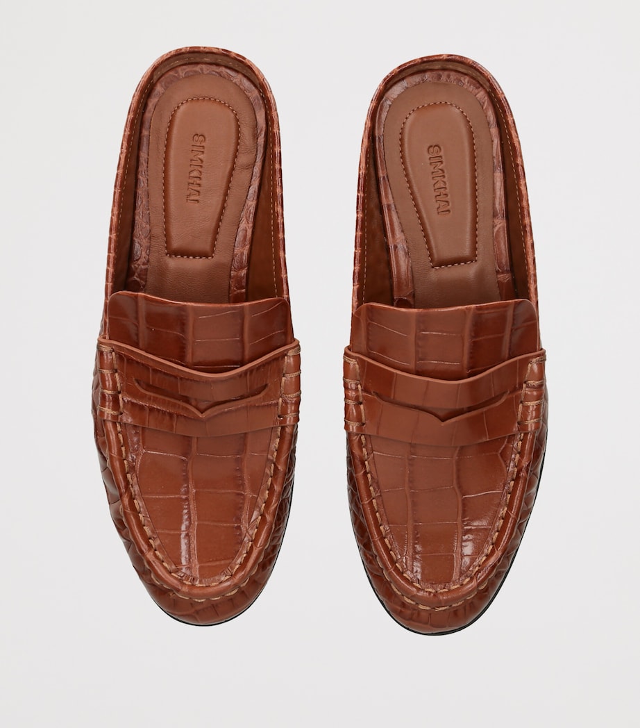 Simkhai Croc-Embossed Leather Dean Loafers Tan Image 4