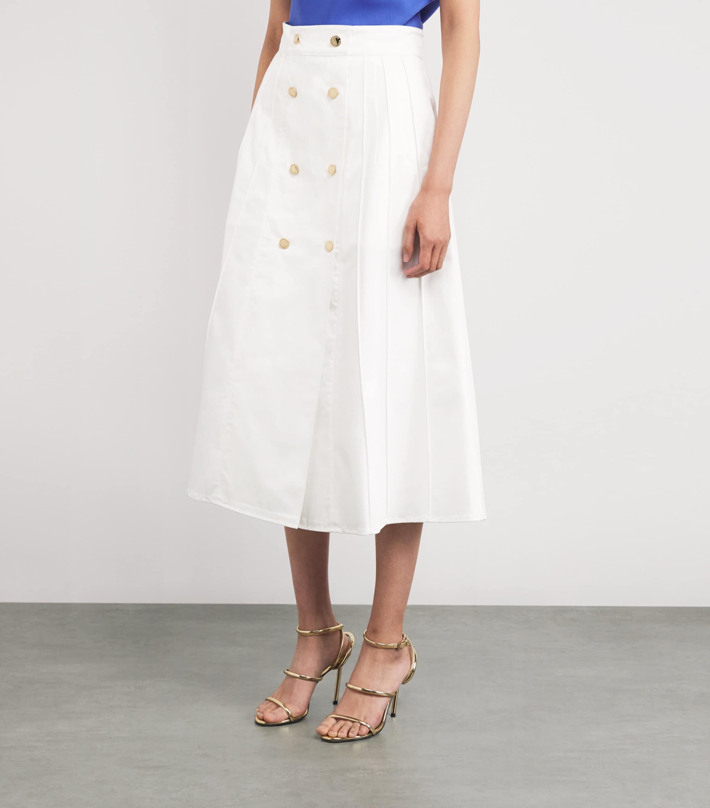 Cotton-Blend Midi Skirt 100 WHITE Image 3