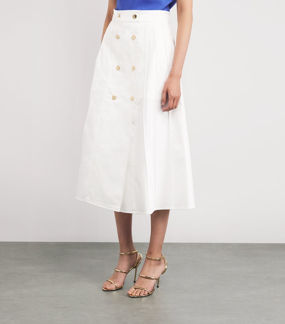 Cotton-Blend Midi Skirt 100 WHITE Image 3