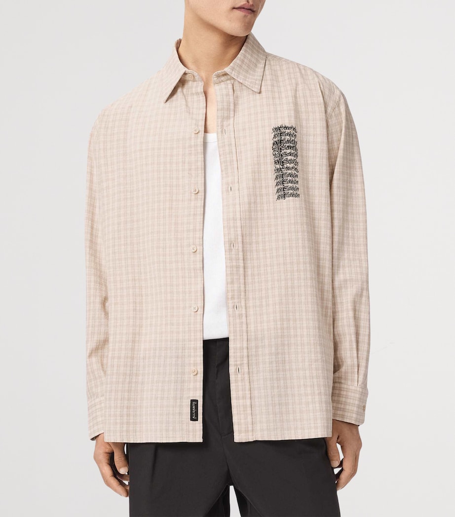 AllSaints Mens Organic Cotton Repeater Shirt Cord Brown Image 3