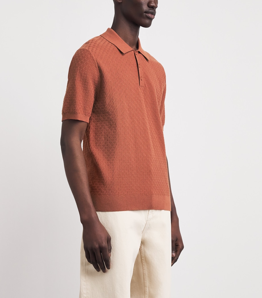 Wax London Mens Cotton-Cashmere Naples Polo Shirt Rust Image 4