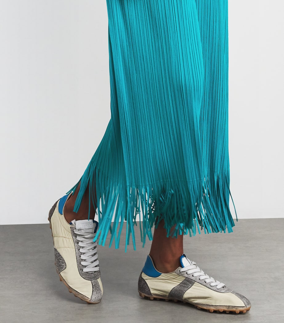 Pleats Please Issey Miyake Womens Wave Wide-Leg Trousers Turquoise Blue Image 6