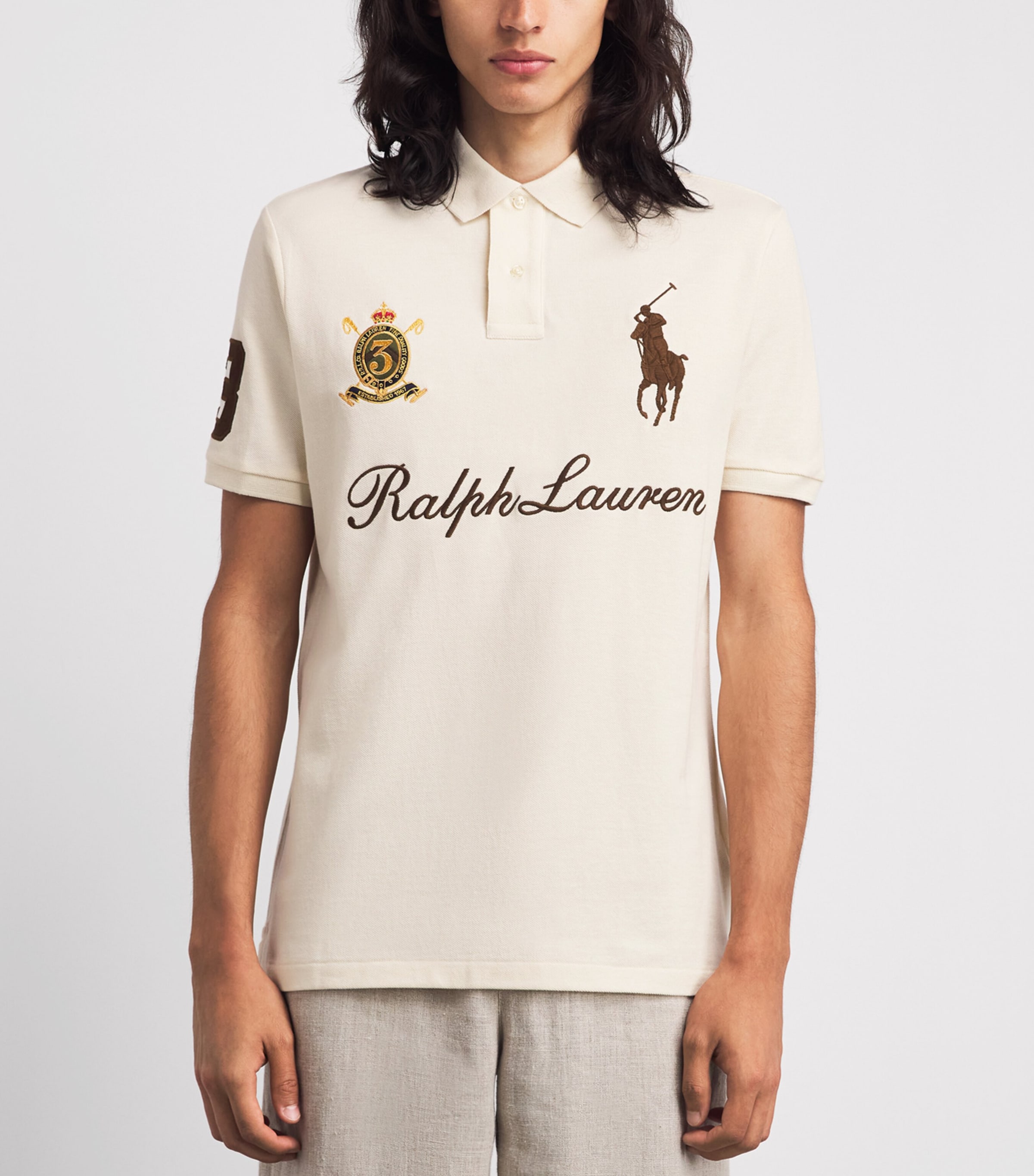 Polo Ralph Lauren Beige Cotton Big Polo Pony Polo Shirt | Harrods US