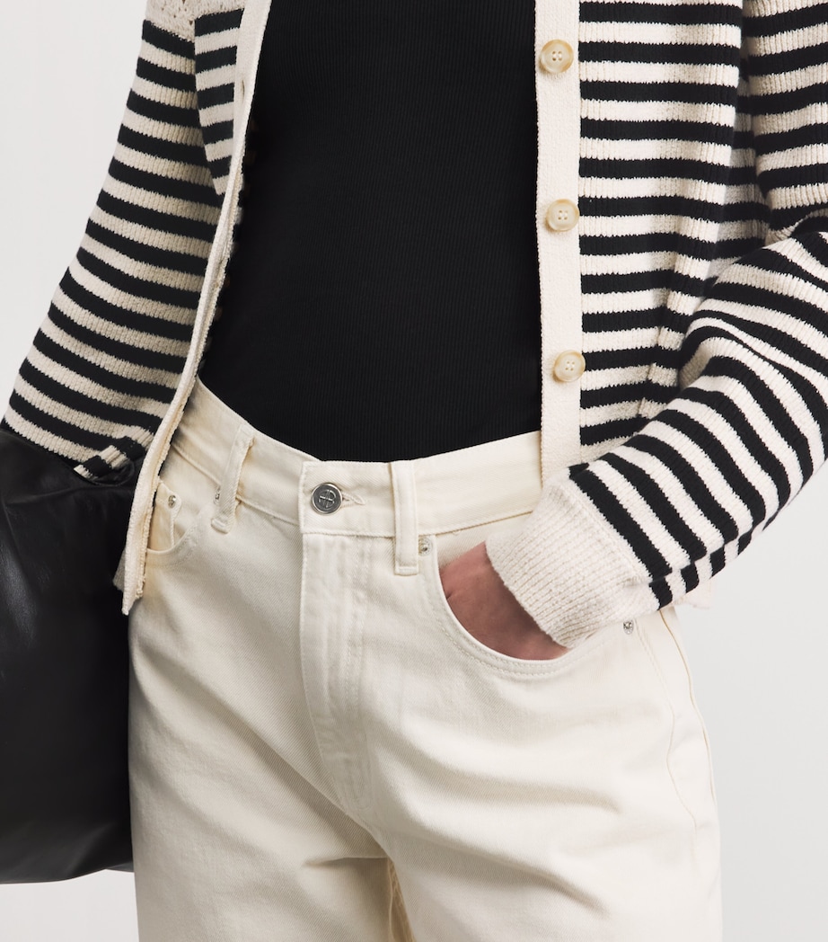 FRAME Womens The Coastal Striped Cardigan Cream Multi Image 3