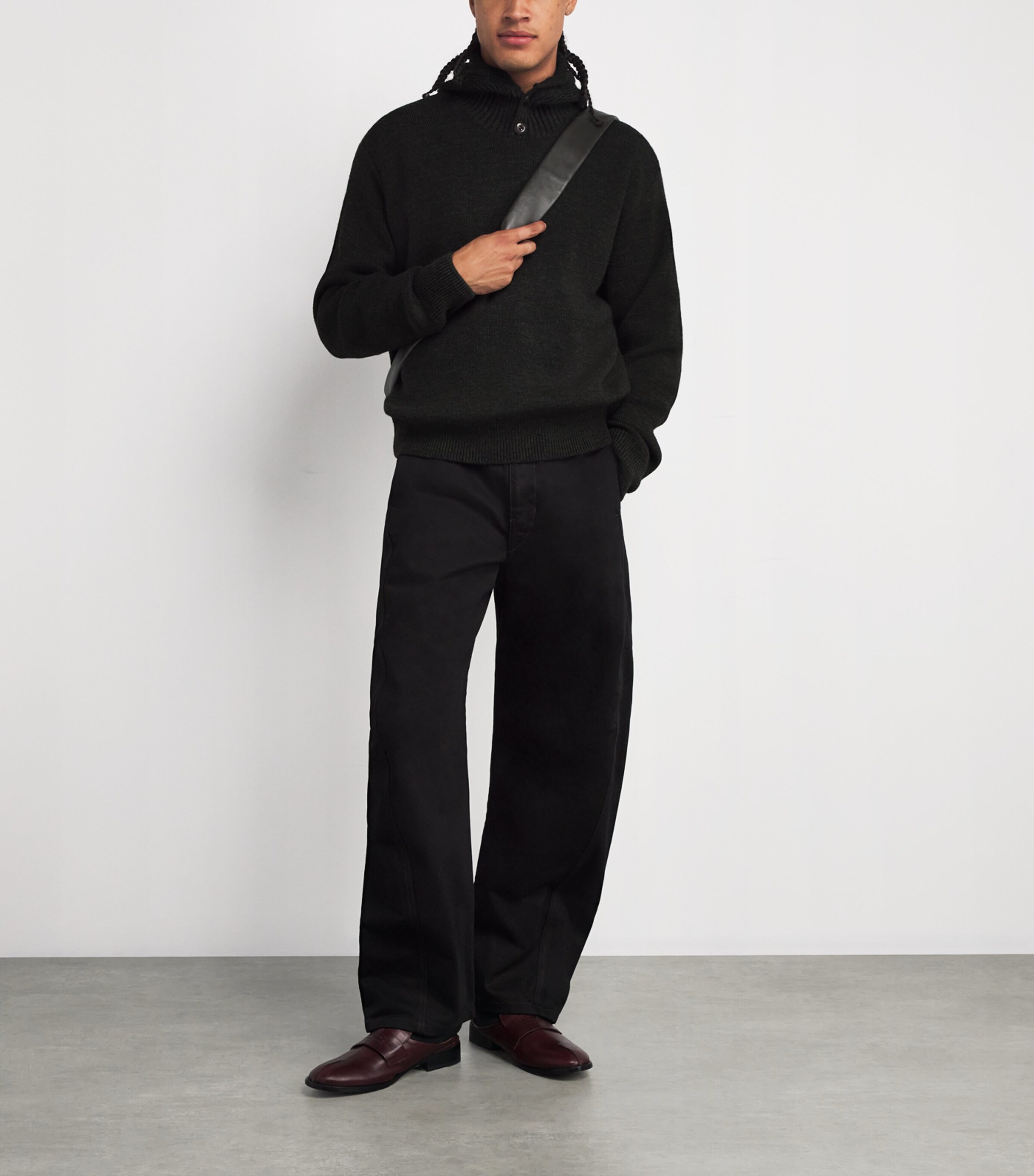 Lemaire Brown Wool-Blend Button-Hood Sweater | Harrods UK