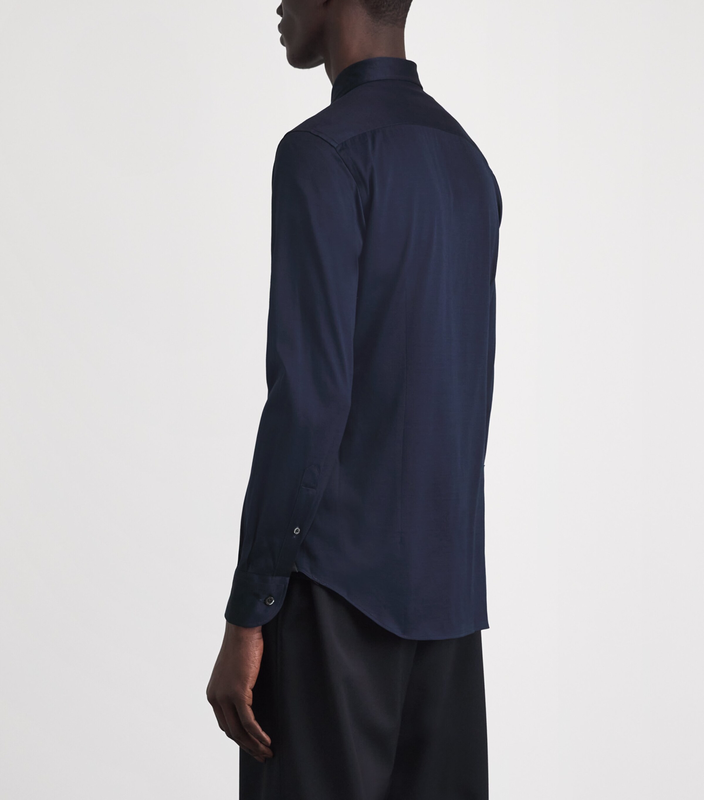 Corneliani Mens Cotton Jersey Shirt Navy Blue Image 5