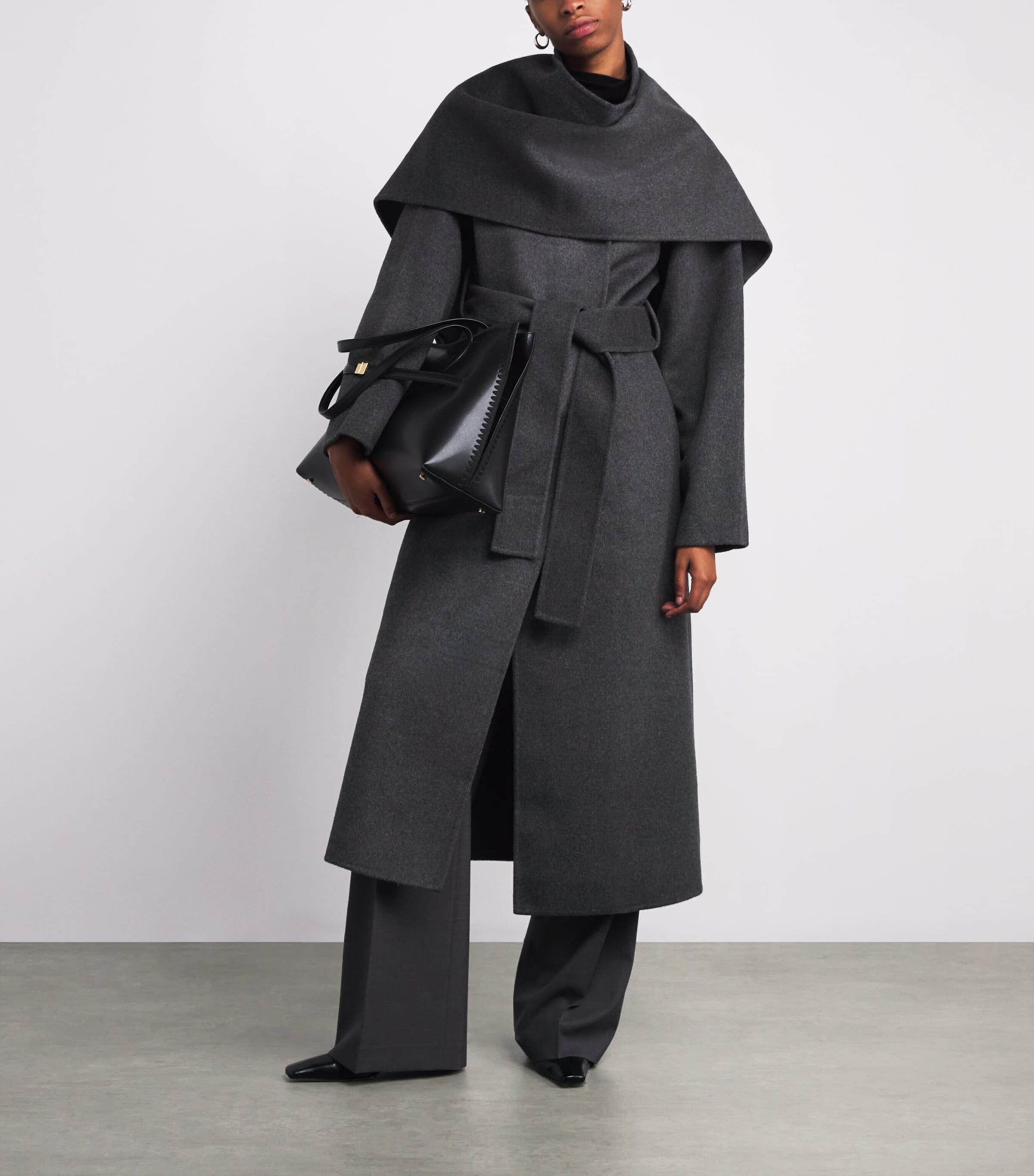 Wool-Cashmere Mara Wrap Coat DARK GREY Image 2