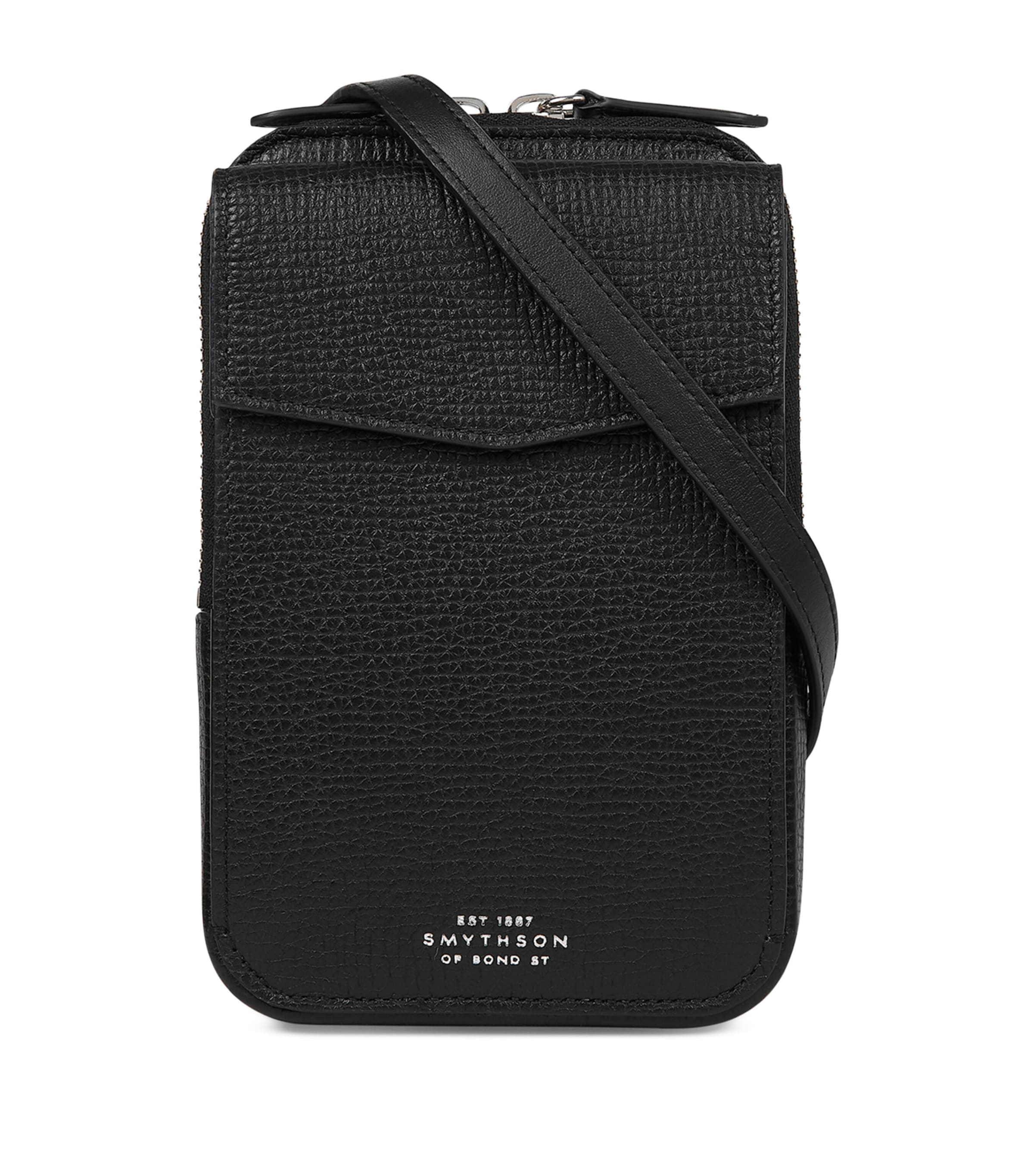 Smythson Leather Cross-body Pouch In Black