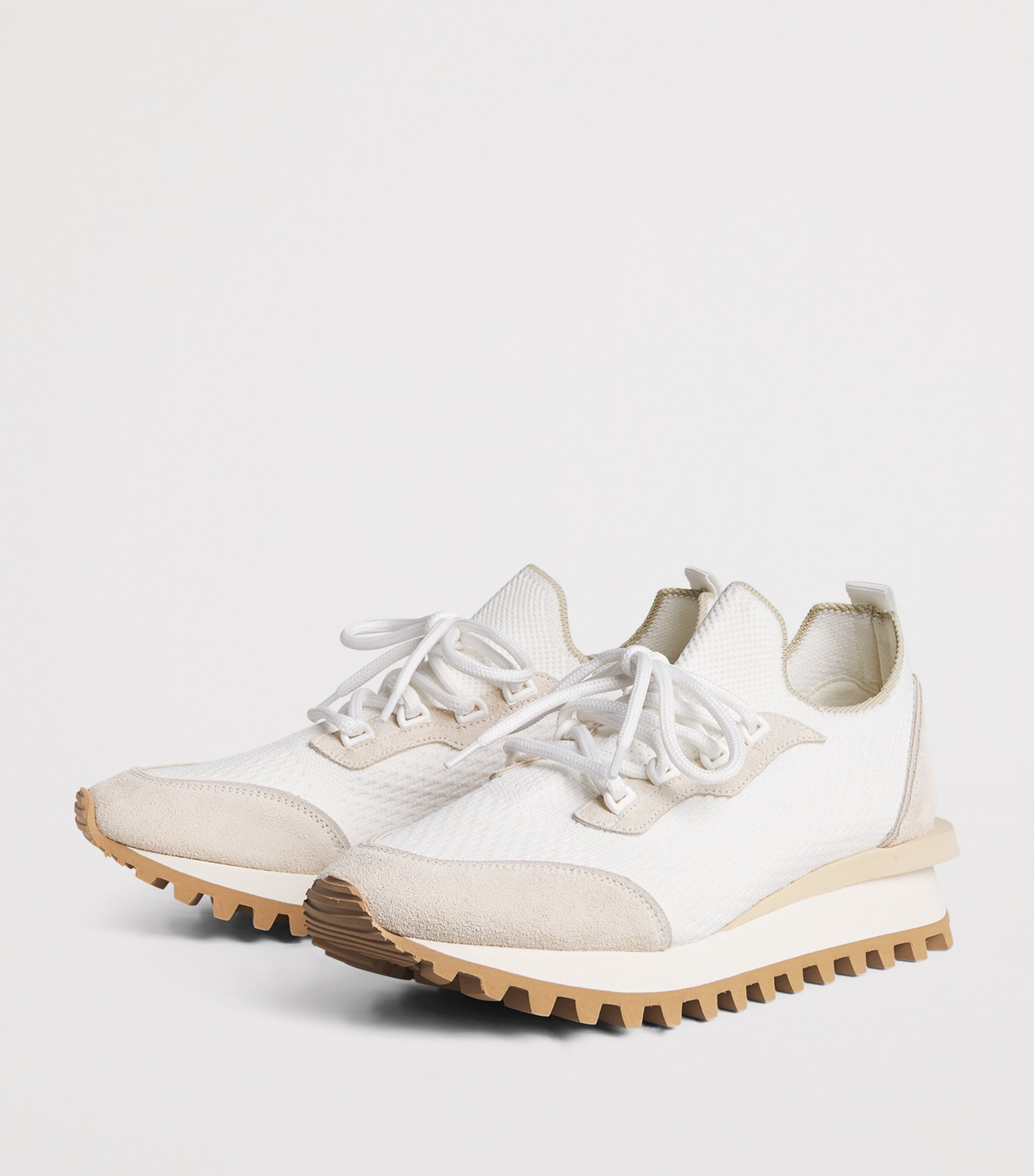 Suede-Trim Low-Top Sneakers BIANCO Image 3