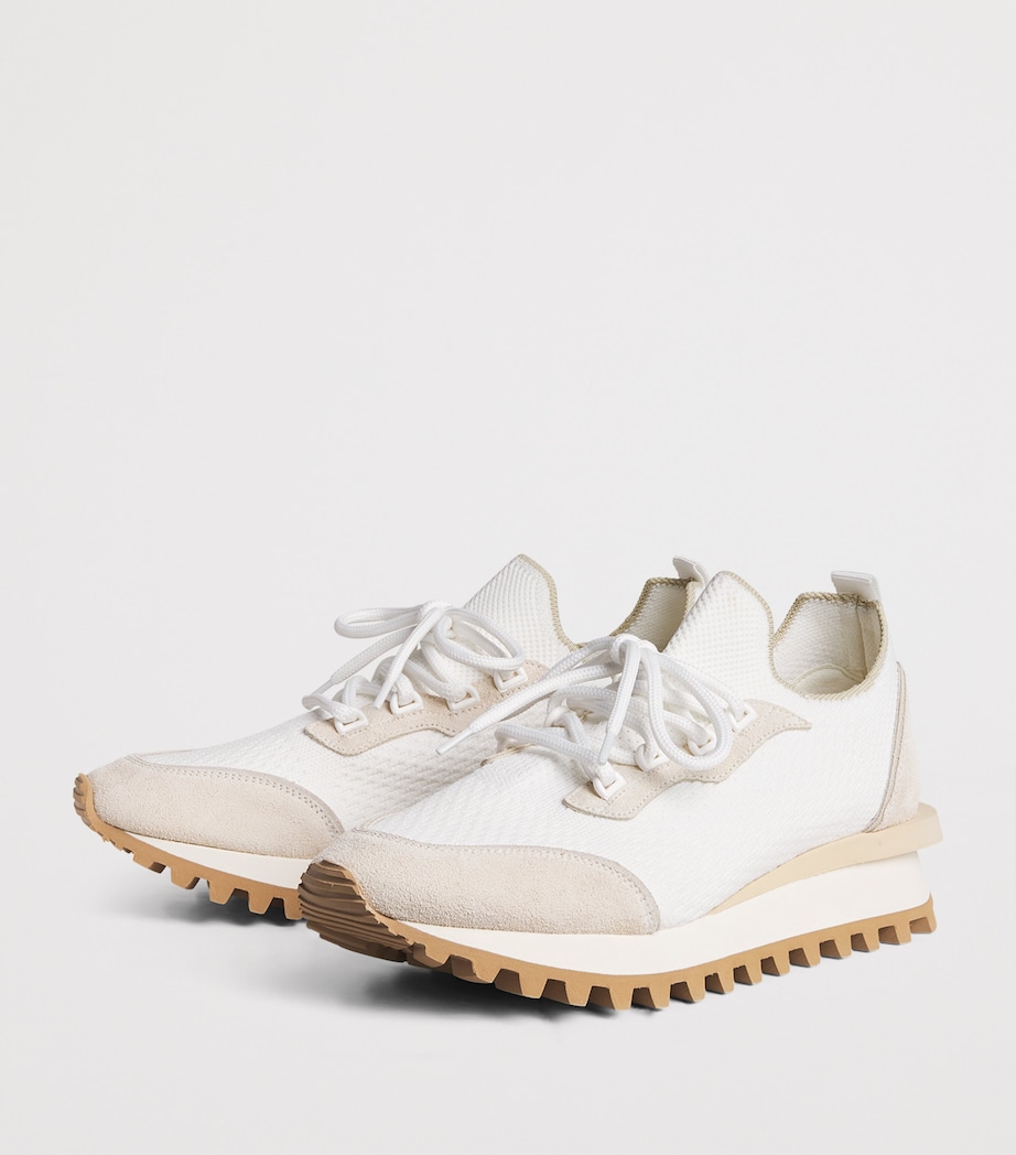 Suede-Trim Low-Top Sneakers BIANCO Image 3