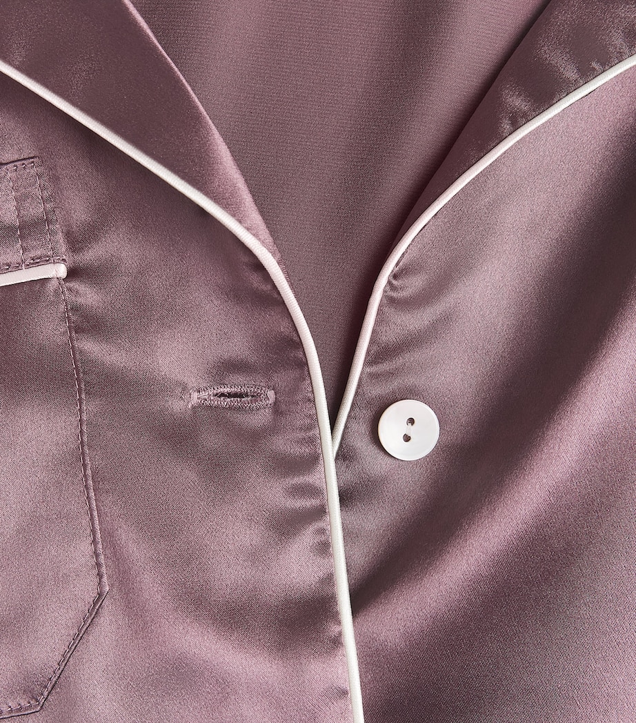 Derek Rose Womens Silk Bailey Long Pyjama Set Purple Image 5