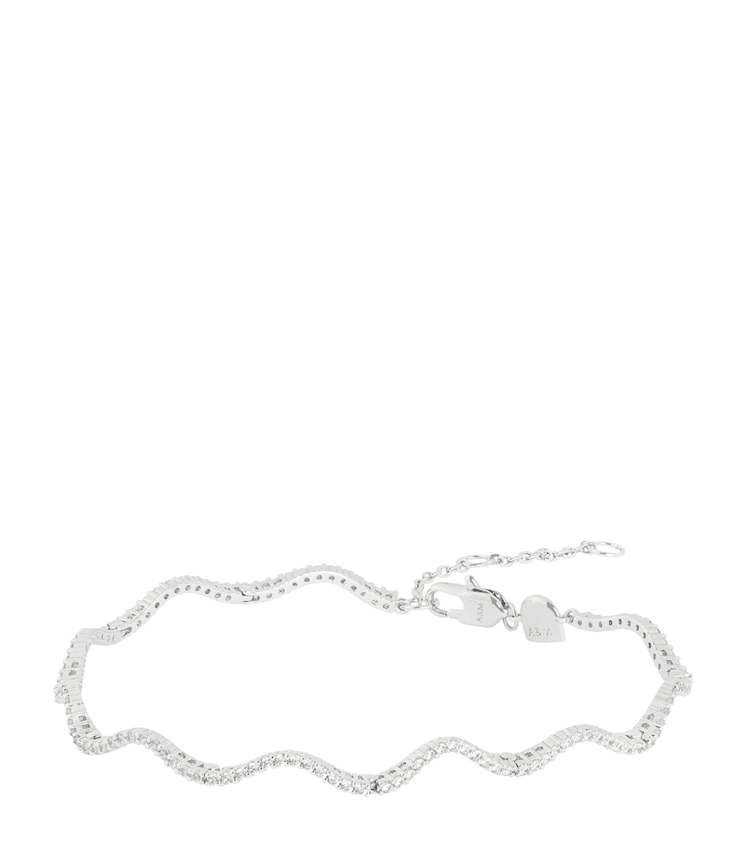 Astrid & Miyu Rhodium-Plated and Cubic Zirconia Ripple Tennis Bracelet Silver Image 1