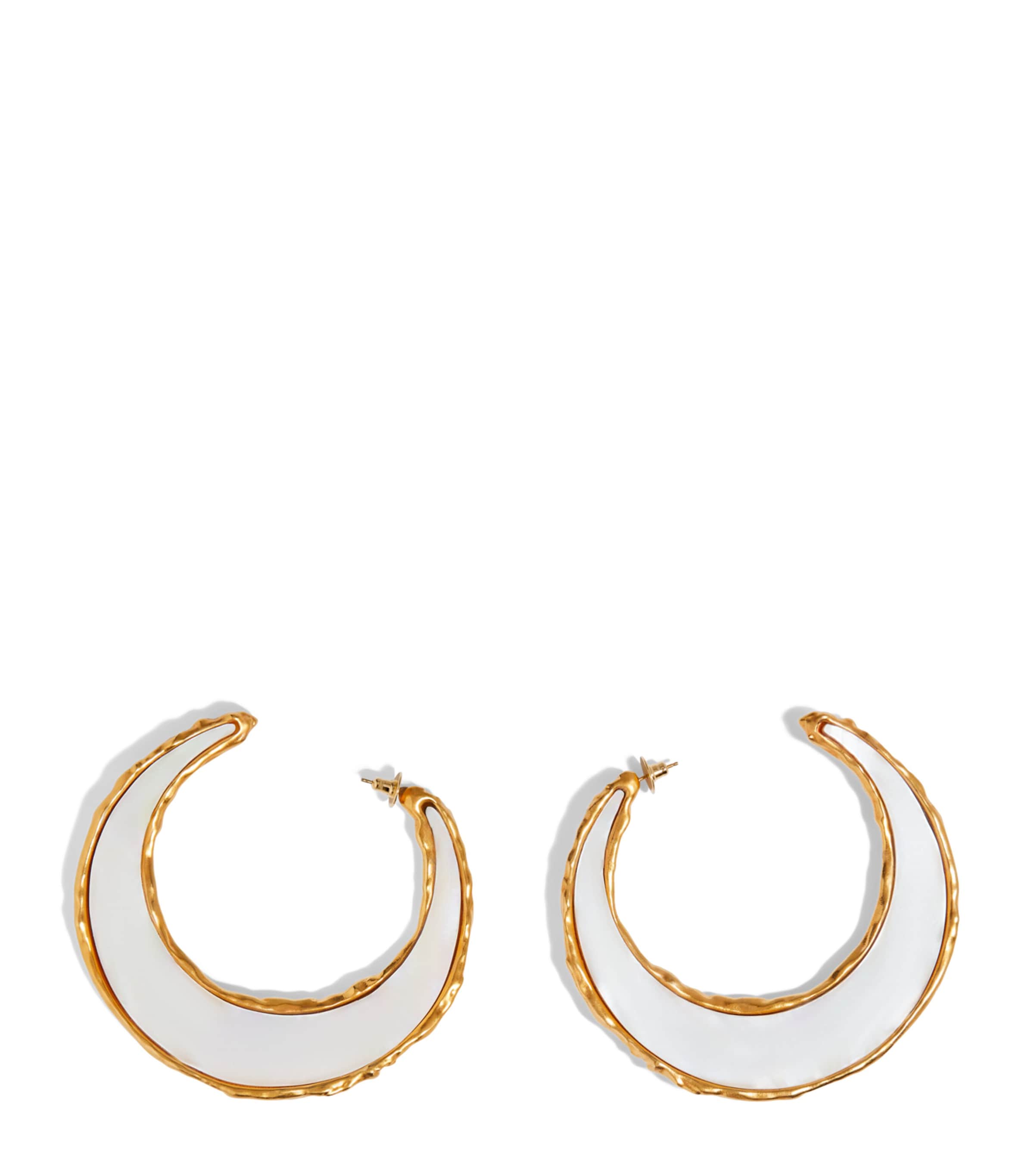 Schiaparelli Mother-of-Pearl Hoop Earrings Gold Image 1