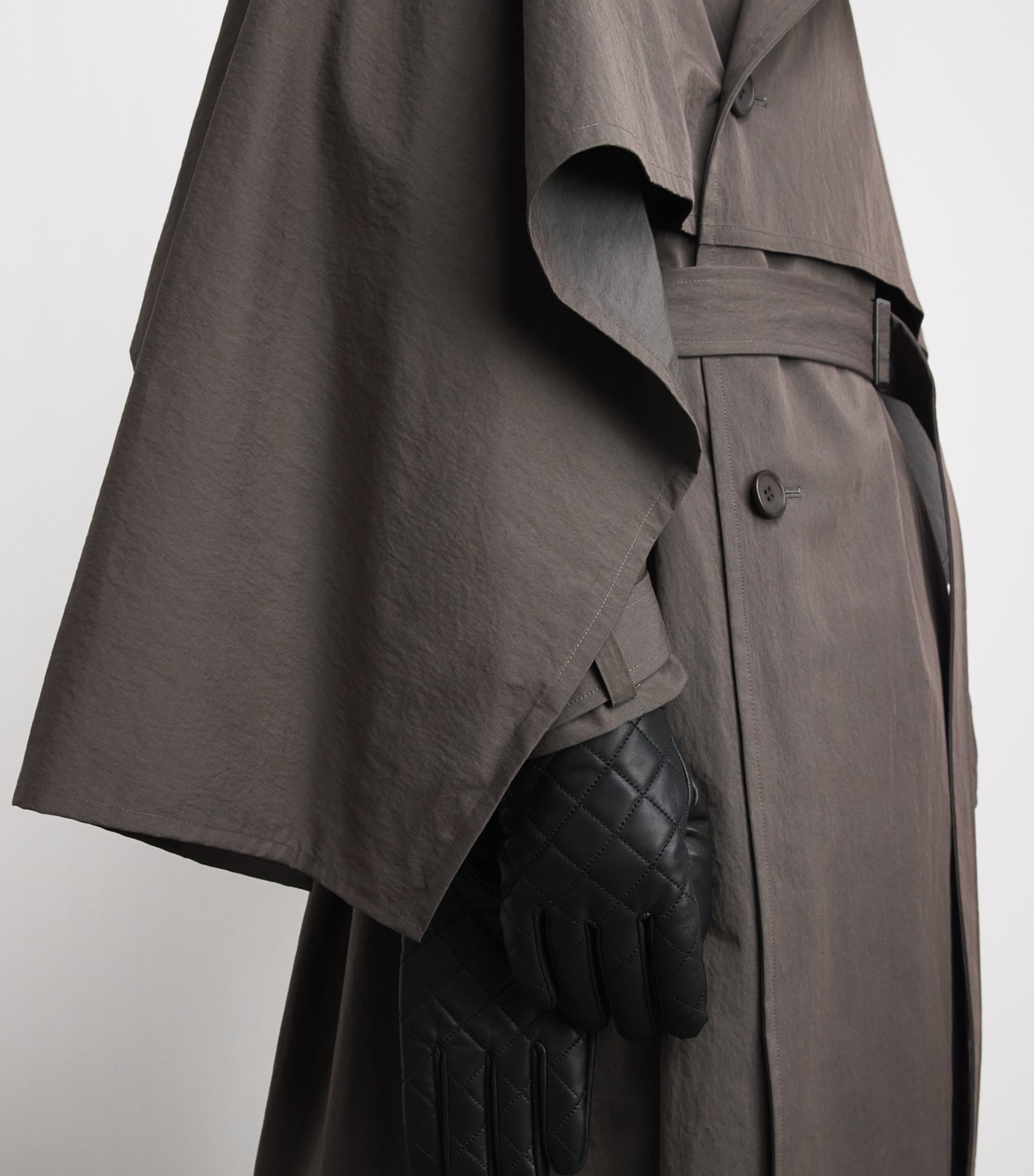 IM MEN Mens Overlap Trench Coat Brown Image 3