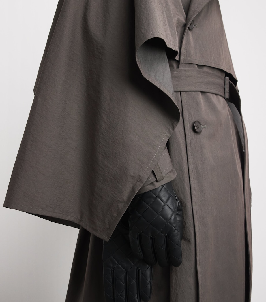 IM MEN Mens Overlap Trench Coat Brown Image 3