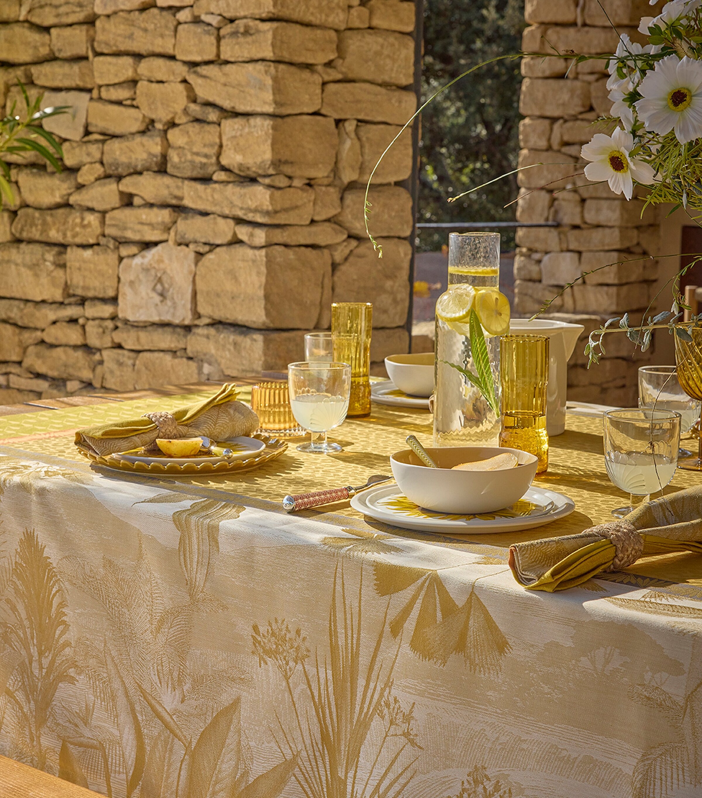 Coated Sinharâja Tablecloth (175cm x 320cm) YELLOW Image 2