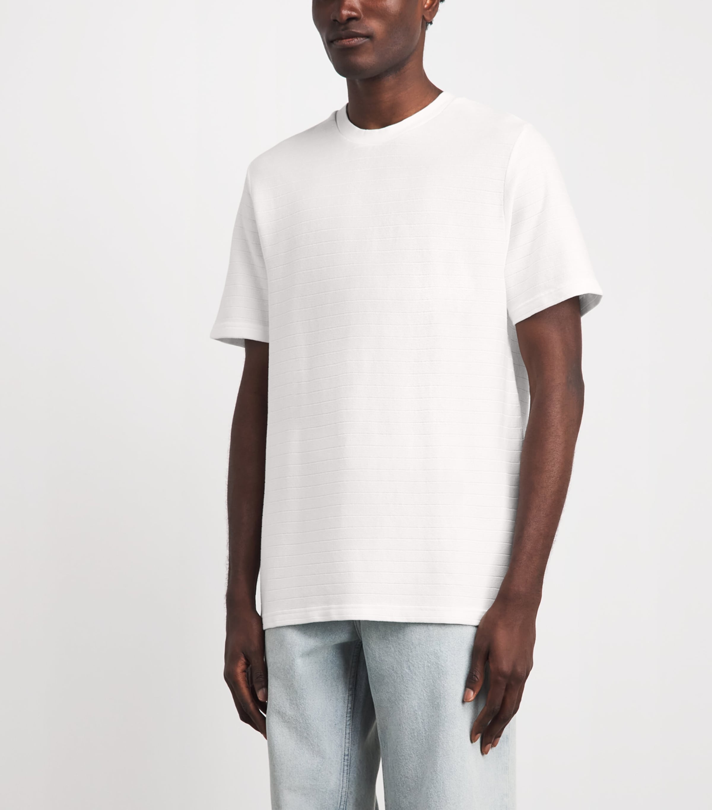 Oliver Spencer Mens Organic Cotton Rib-Knit Lynton T-Shirt Ecru Image 4