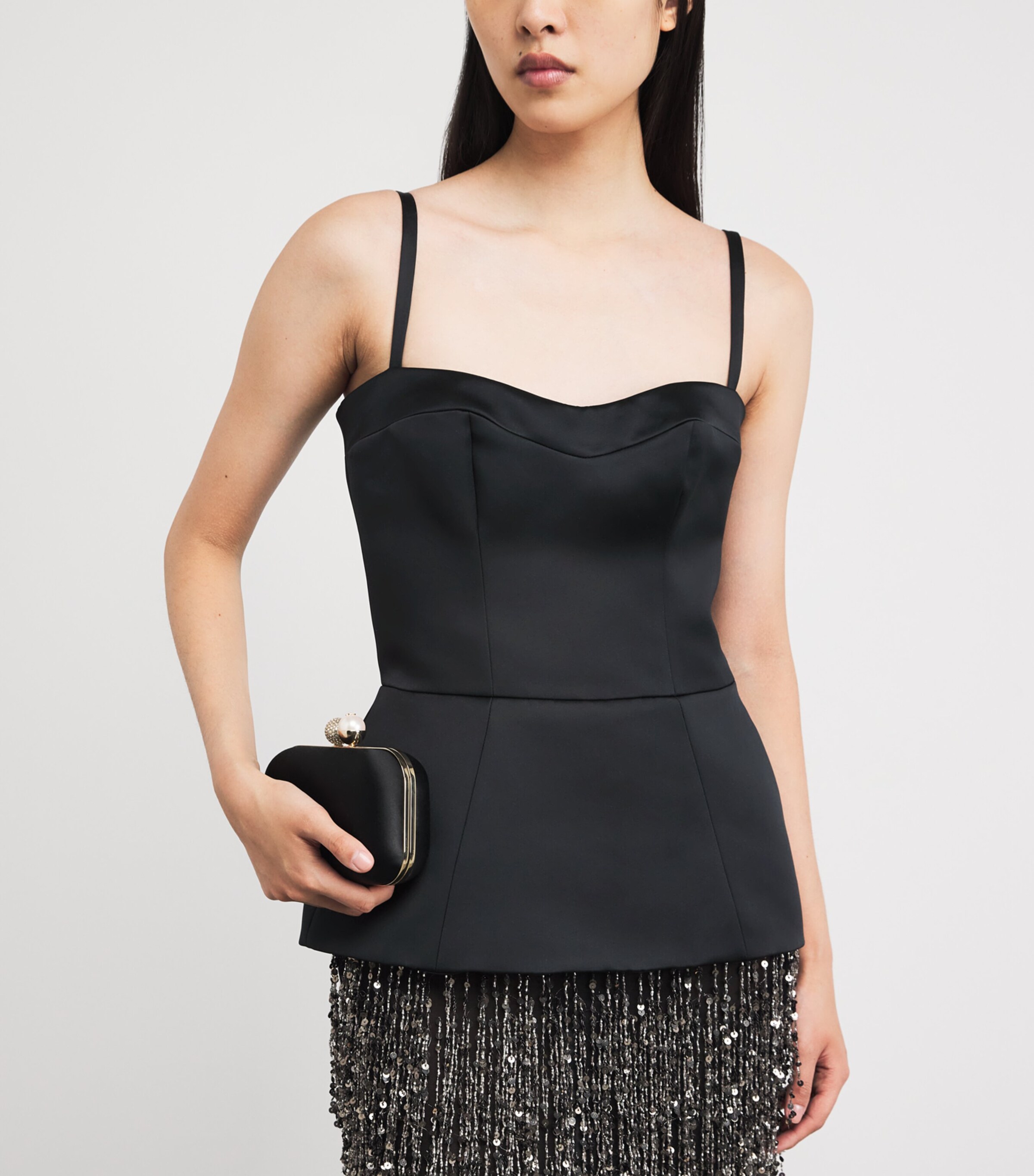 Safiyaa Womens Bustier Saori Gown Black With Gunmetal Image 4