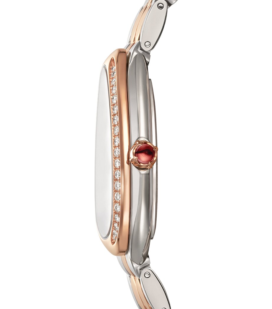 Bvlgari Rose Gold, Stainless Steel and Diamond Serpenti Seduttori Watch 33mm White Image 2