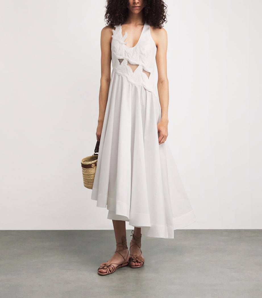 Zimmermann Womens Cotton Appliqué Luna Midi Dress Ivory Image 2