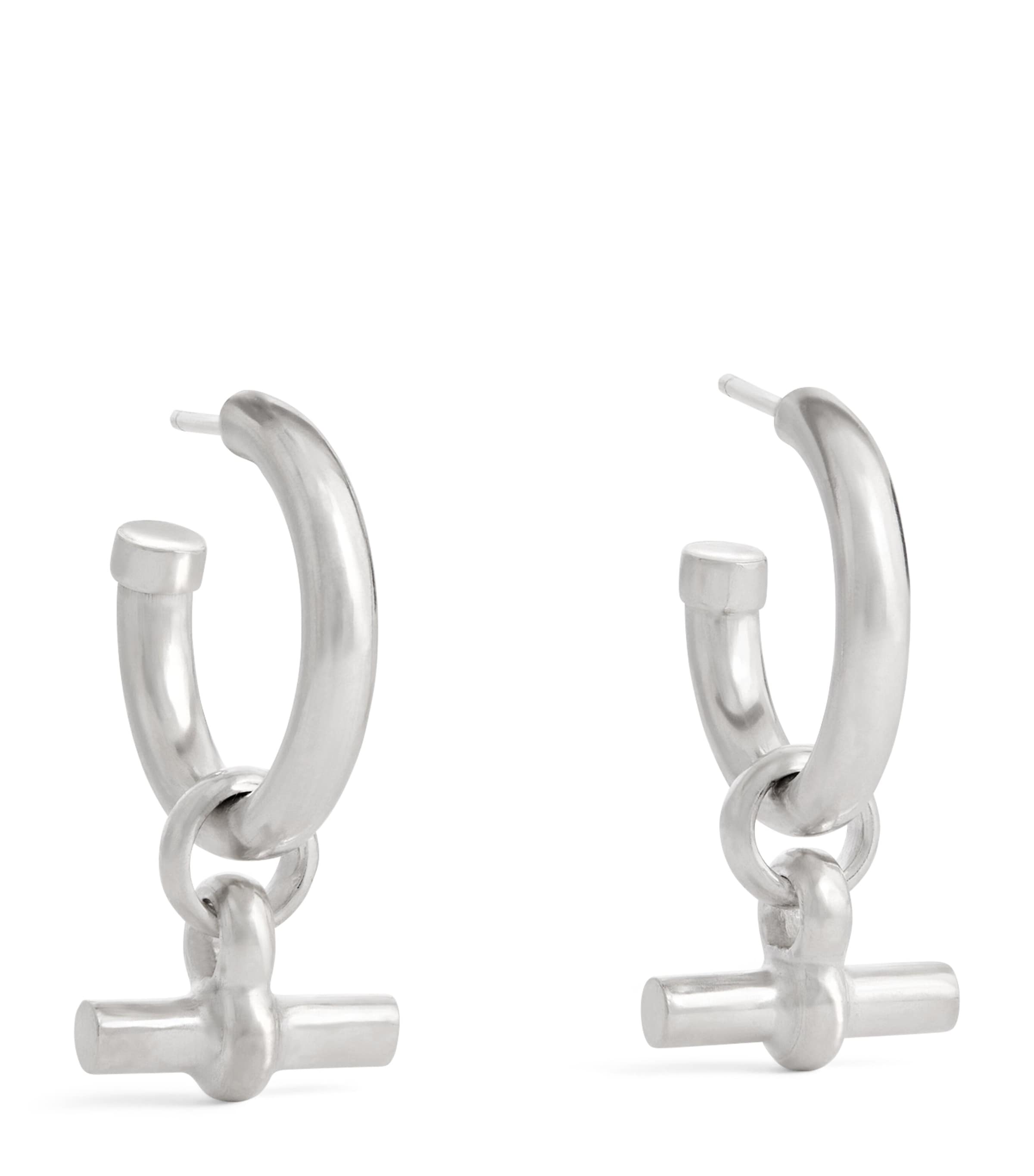 Tilly Sveaas Medium Sterling Silver T-bar Hoop Earrings In Metallic