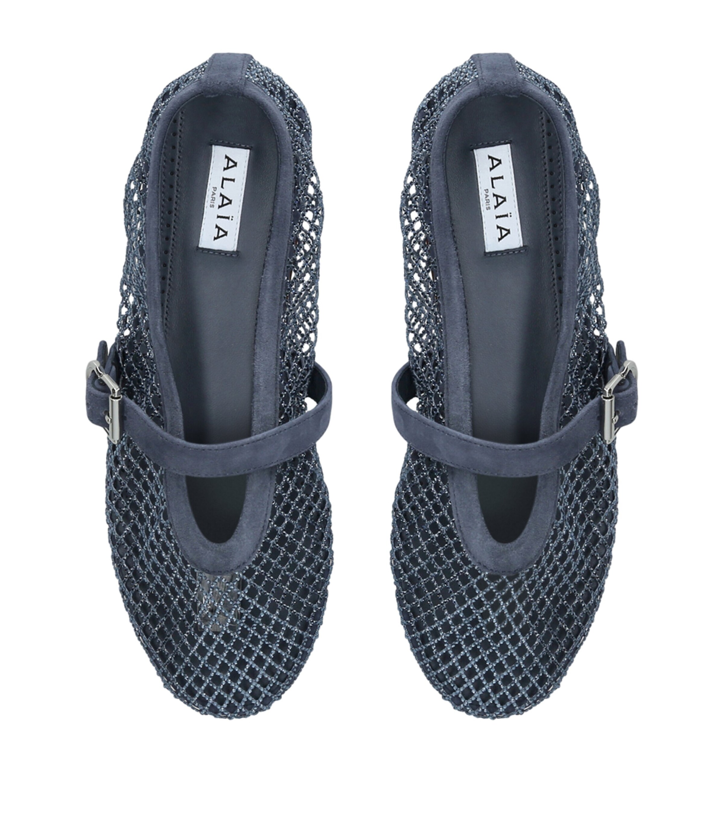 Alaïa Suede Mesh Ballet Flats Blue Image 3