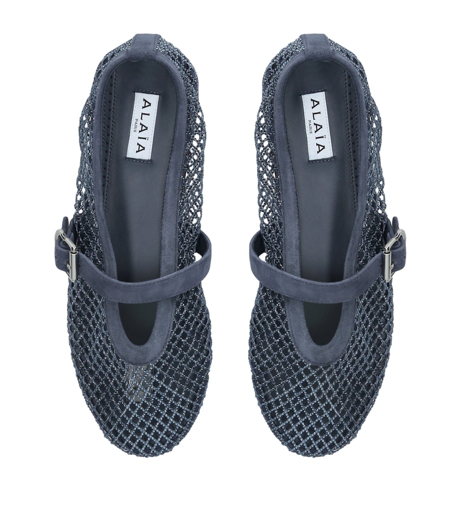 Alaïa Suede Mesh Ballet Flats Blue Image 3