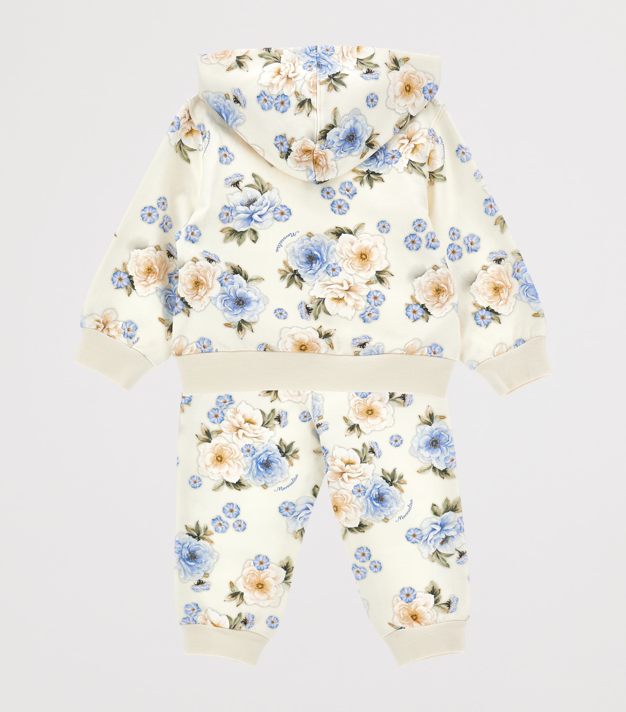 Floral Print Hoodie and Sweatpants Set (3-36 Months) ECRU/CELESTE Image 2