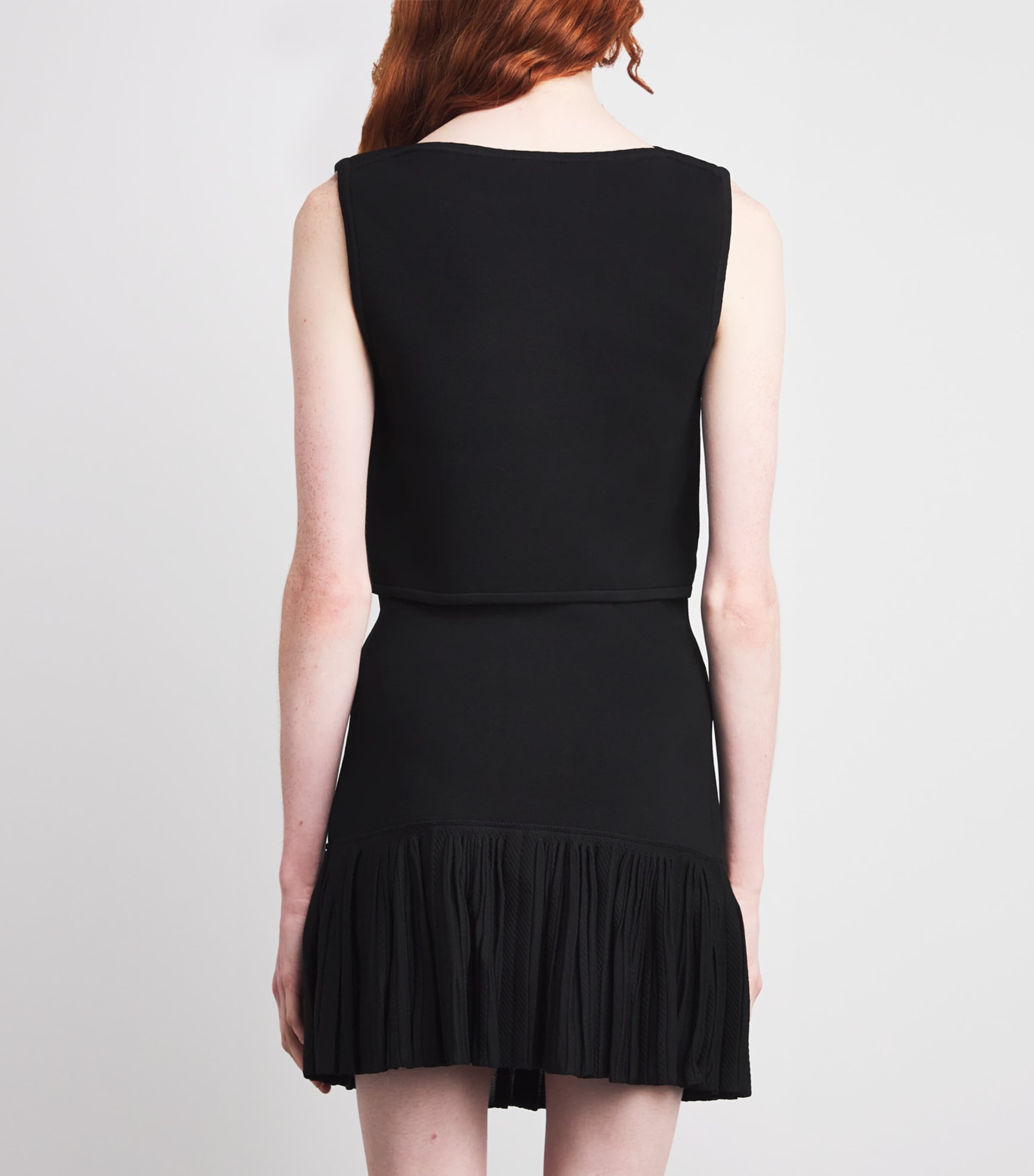 Button-Embellished Cropped Sweater BLACK Image 4