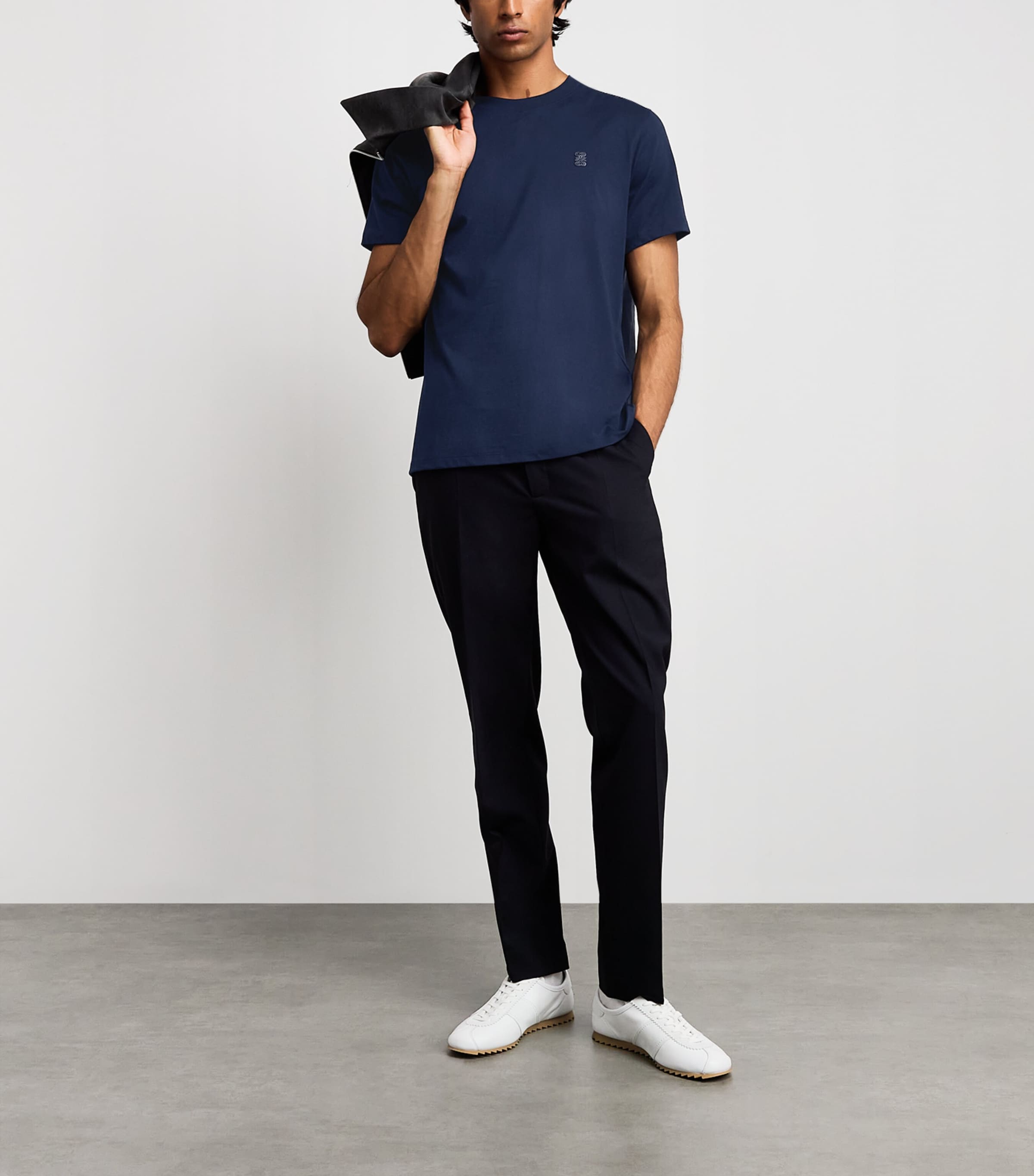 Sandro Paris Mens Cotton Logo-Patch T-Shirt Royal Blue Image 2