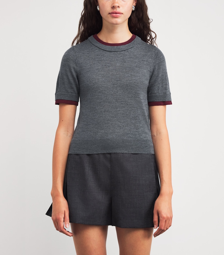 Wool Short-Sleeve Sweater GREY Image 3