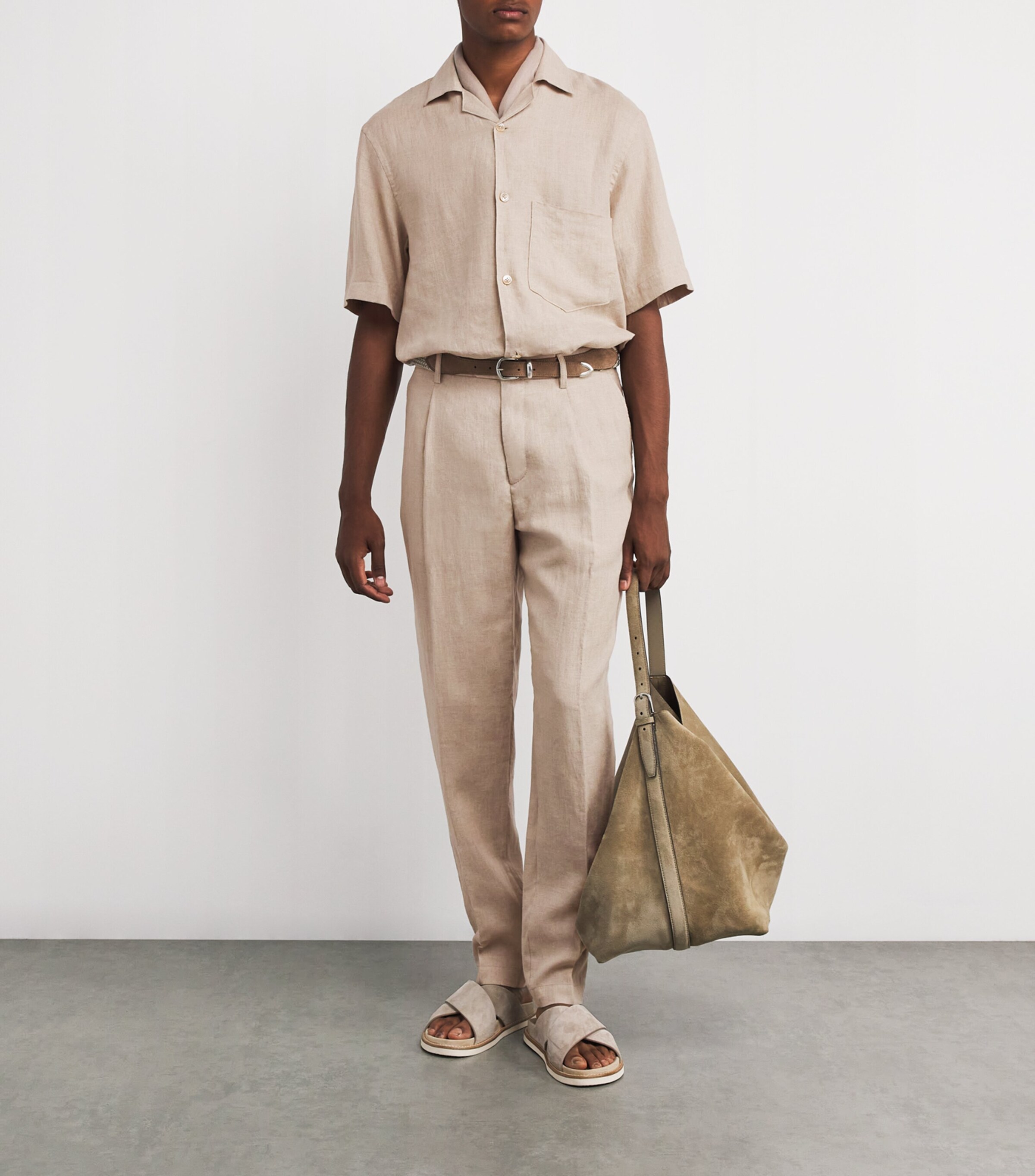 x Harrods Linen Tailored Trousers SABBIA Image 2
