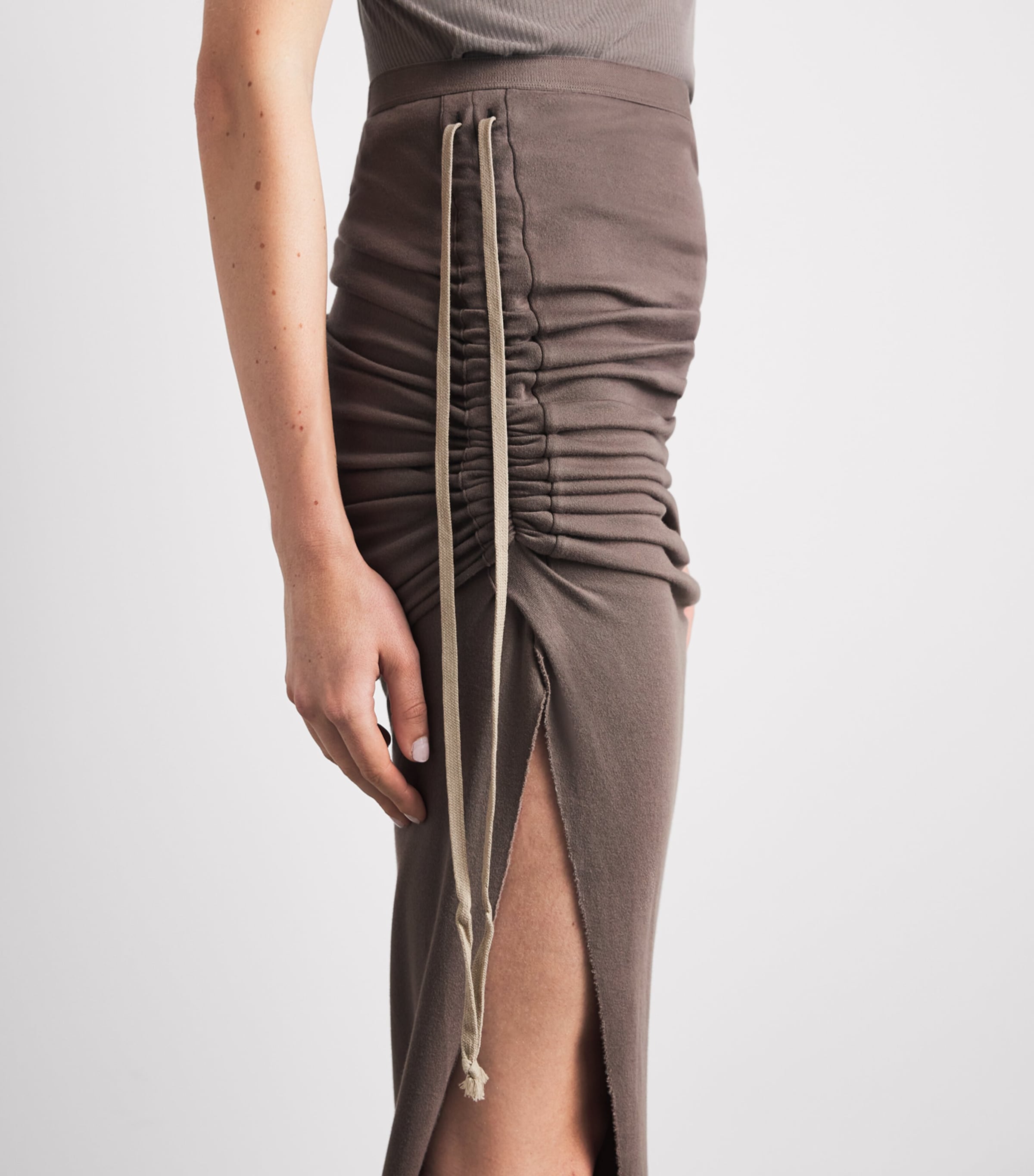Rick Owens Womens Cotton Edfu Gathered Maxi Skirt Dust Image 3