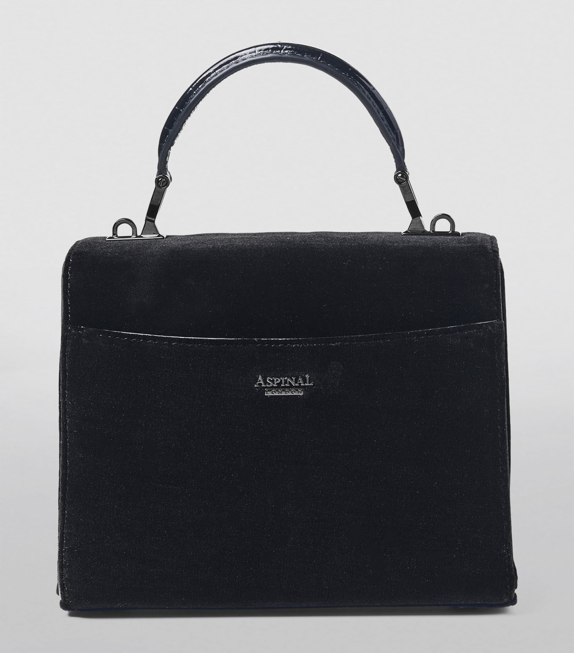 Midi Velvet Embroidered Mayfair Top-Handle Bag BLACK Image 3