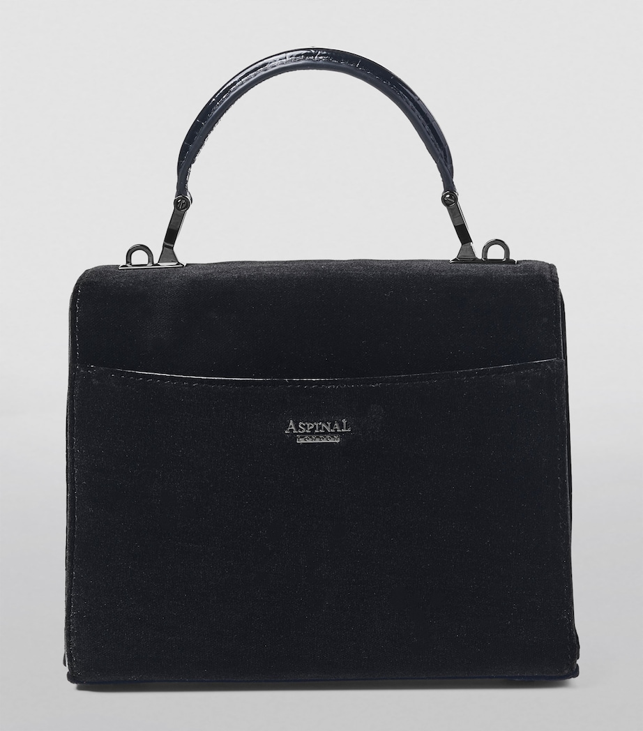 Midi Velvet Embroidered Mayfair Top-Handle Bag BLACK Image 3