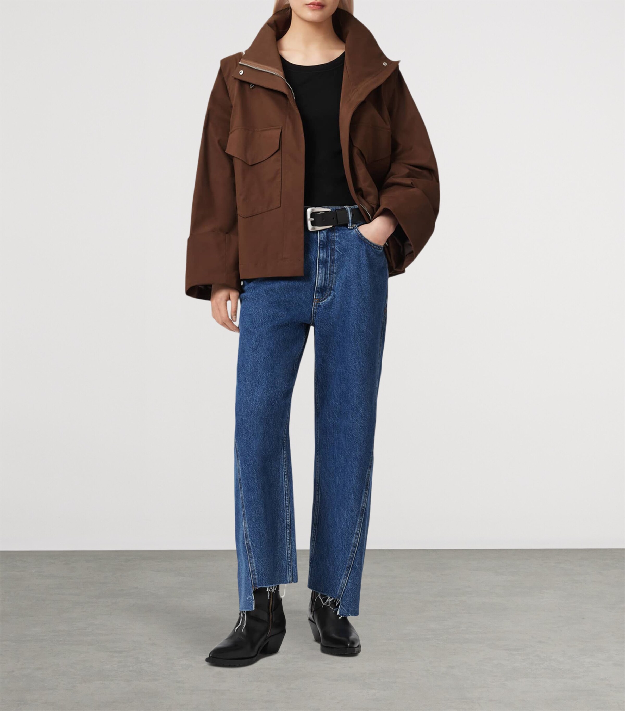 AllSaints Womens Cotton Leighton Utility Jacket Penny Brown Image 6