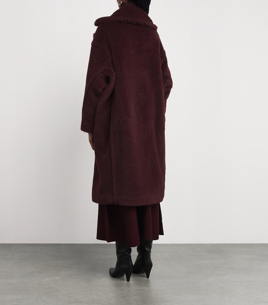 Wool-Silk Teddy Double-Breasted Coat CHERRY Image 4