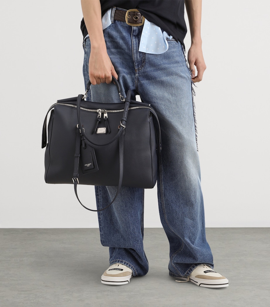 Dolce&Gabbana Leather-Blend Top-Handle Bag Blue Image 3