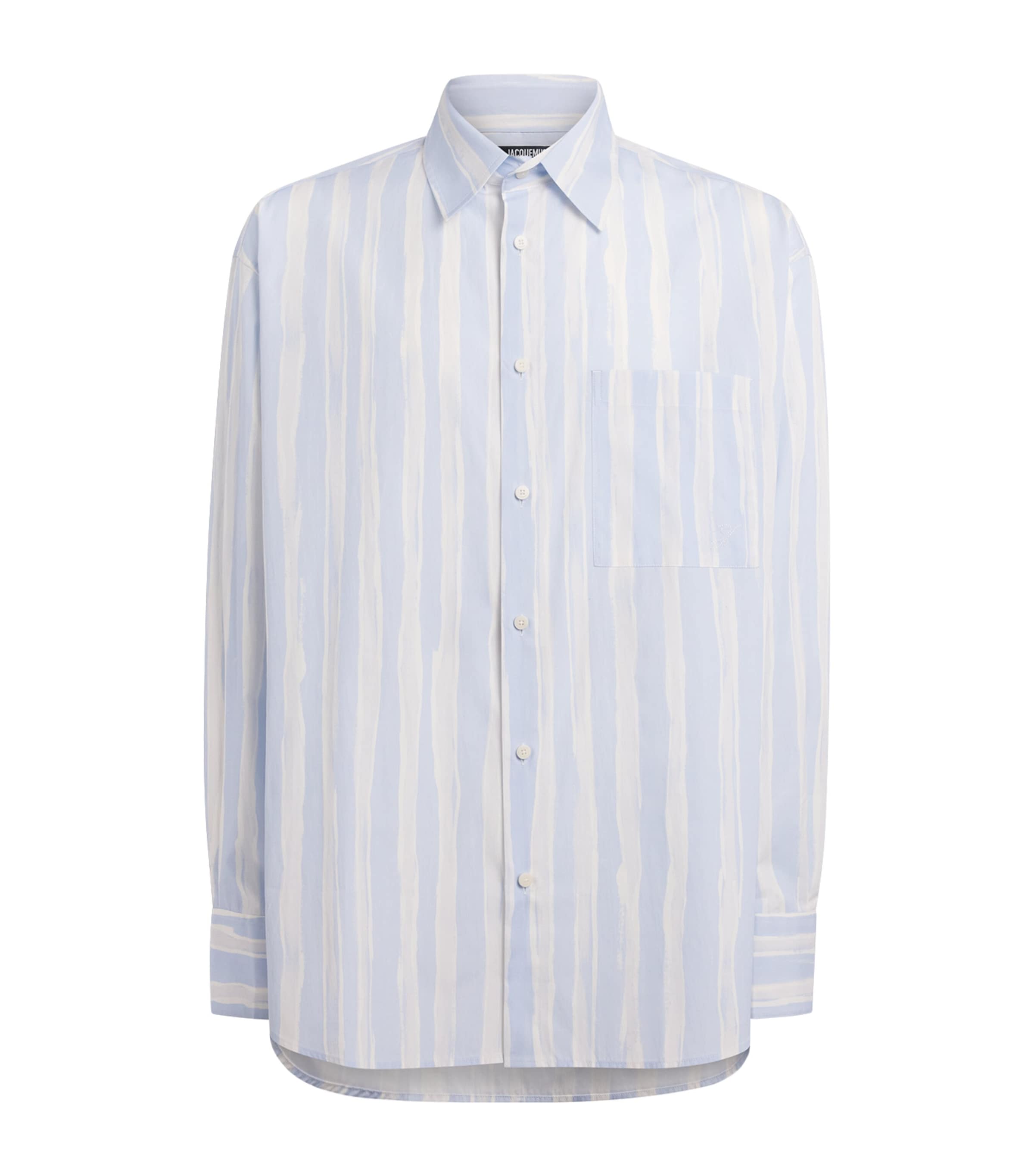 Cotton Stripe Camargue Shirt BLU BGE GCH PRNT-3GT Image 1